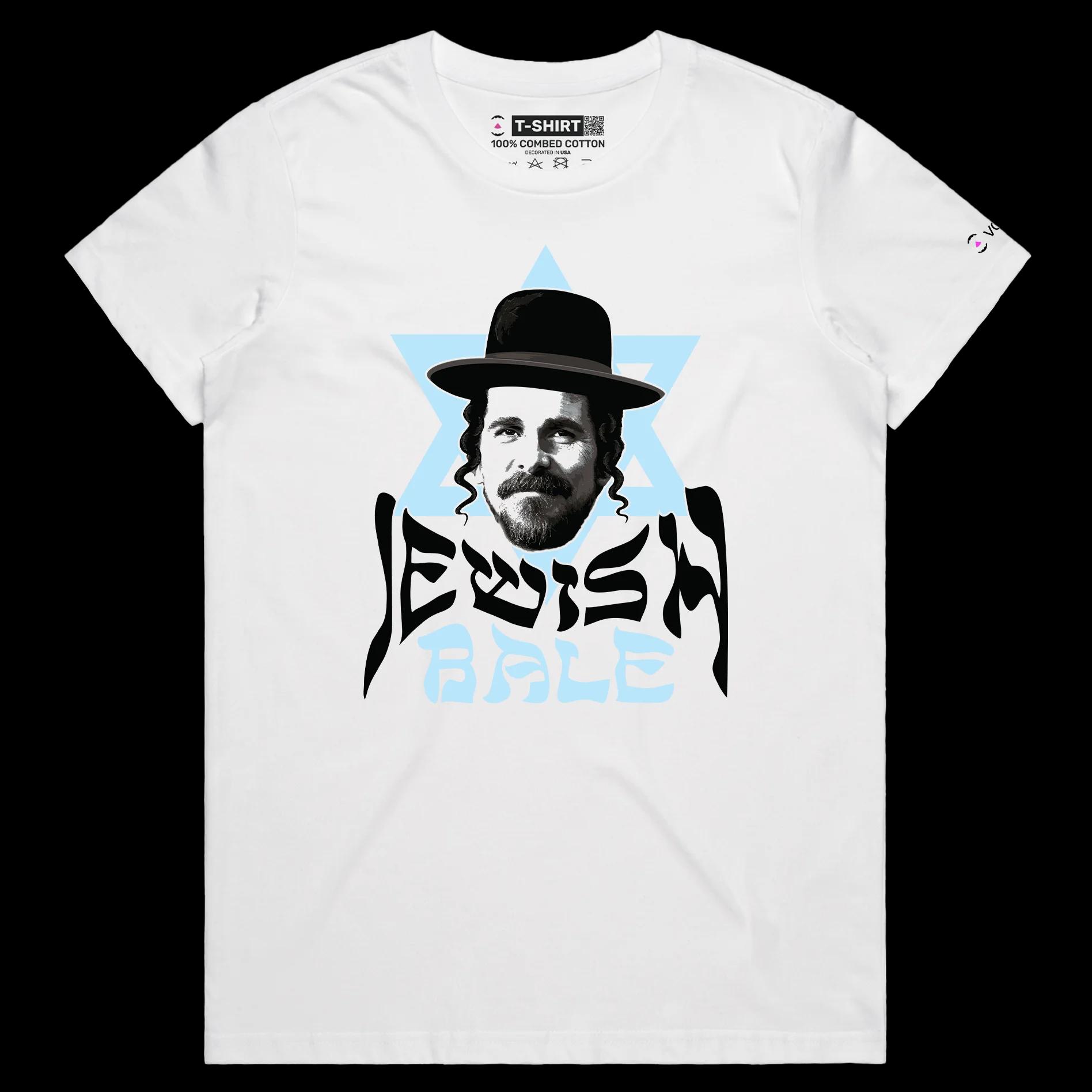 VOICEART White Female Regular Bale as Jewish Bale Funny T-Shirt with Premium Graphic Movie Star Orthodox Jewish Man Tee