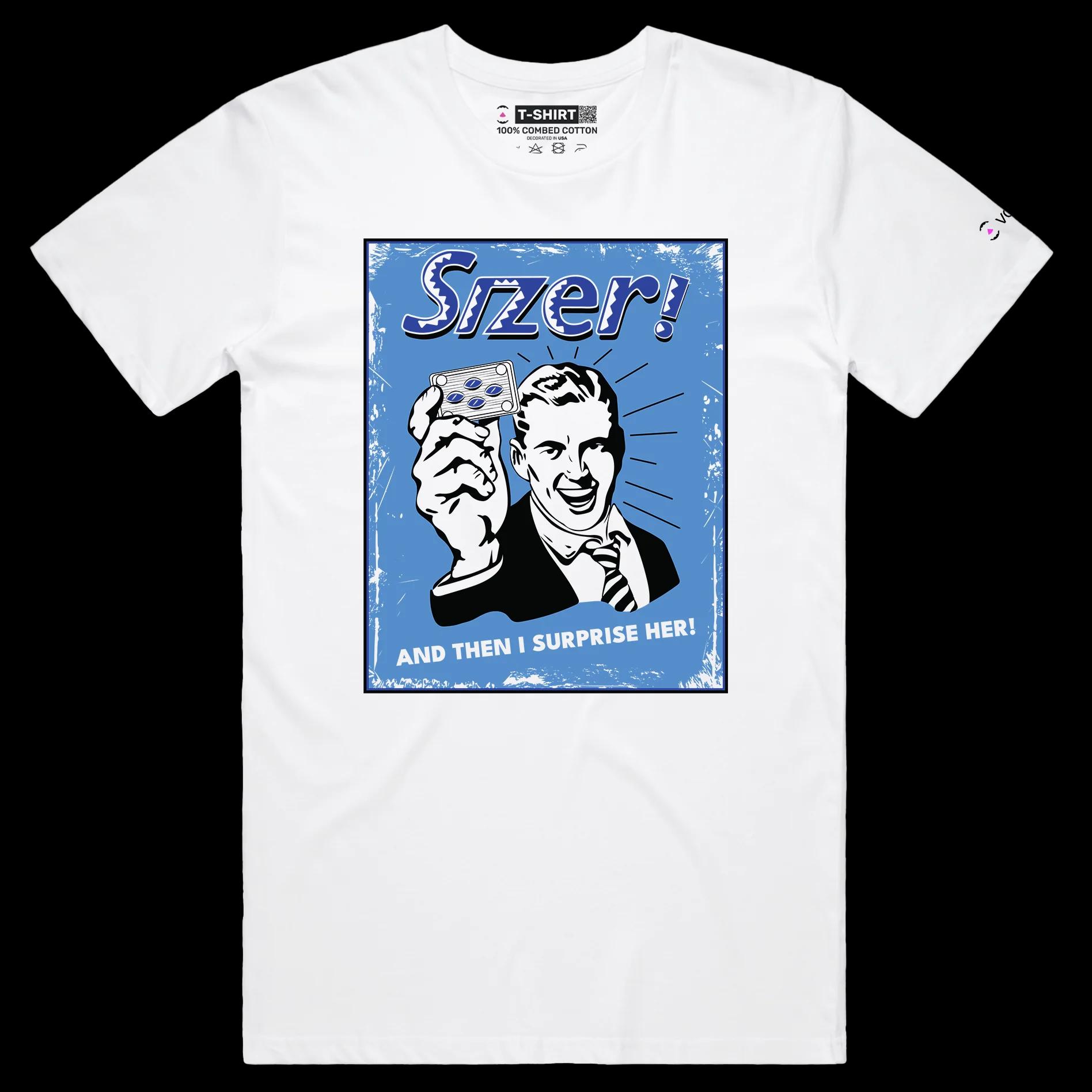 VOICEART White Male Regular Funny Viagra T-Shirt with Premium Quality Graphic Pills to Raise Your Game Wordplay Tee
