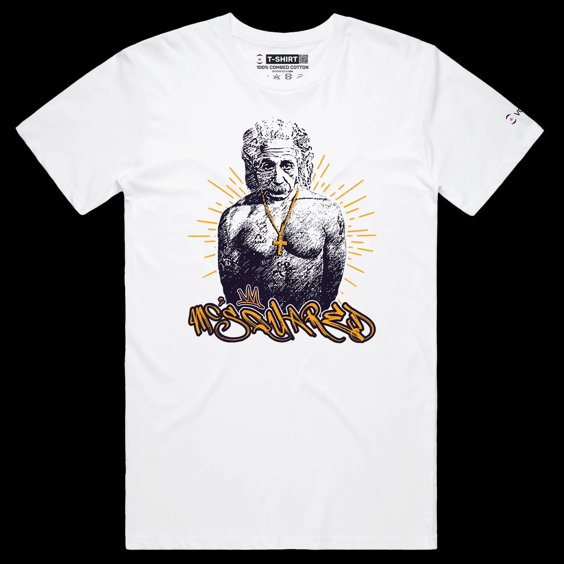 VOICEART White Male Regular Einstein as a Rapper Funny Science Shirt with Premium Graphic Physics Nobel Prize Wordplay Tee