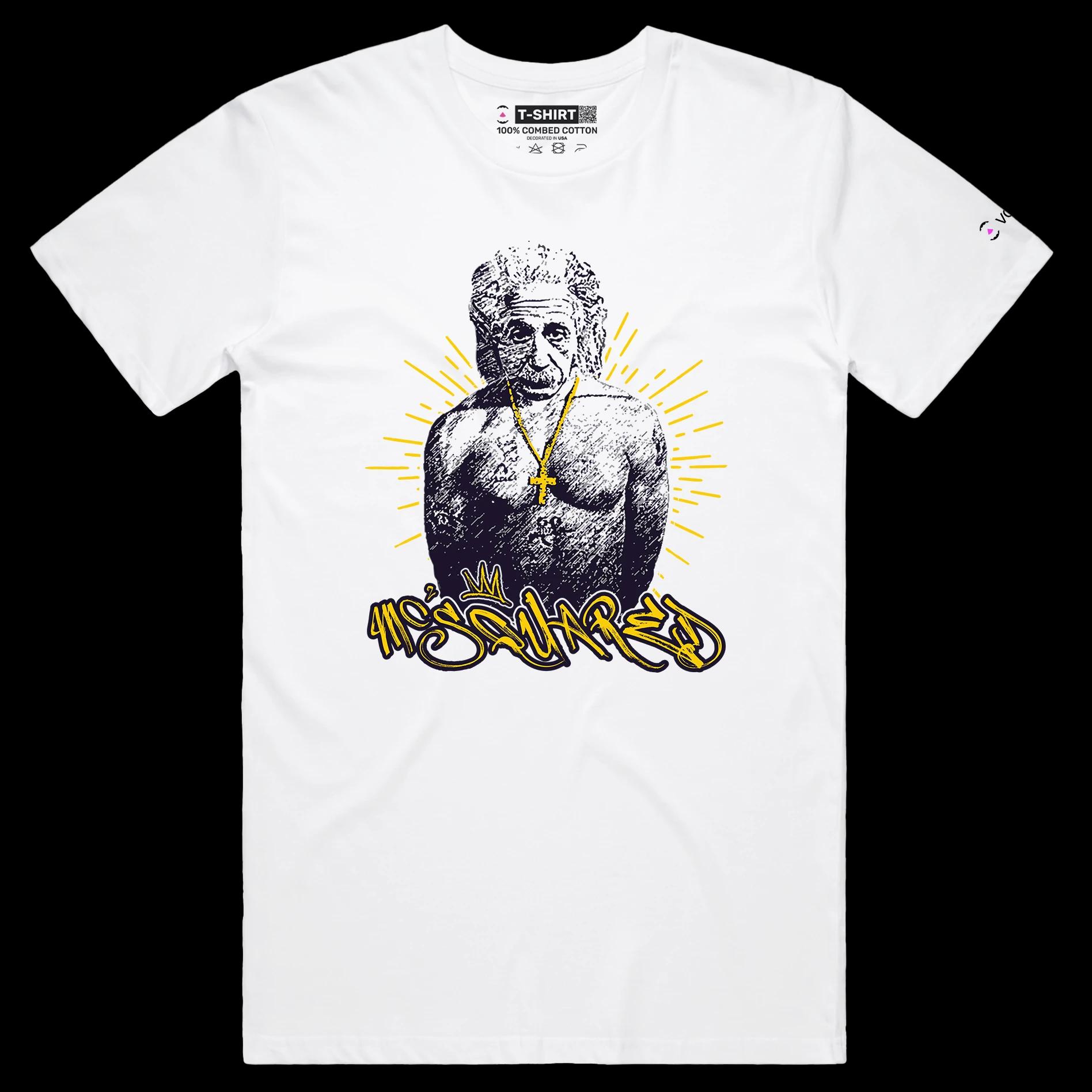 VOICEART White Male Regular Einstein as a Rapper Funny Science Shirt with Premium Graphic Physics Nobel Prize Wordplay Tee