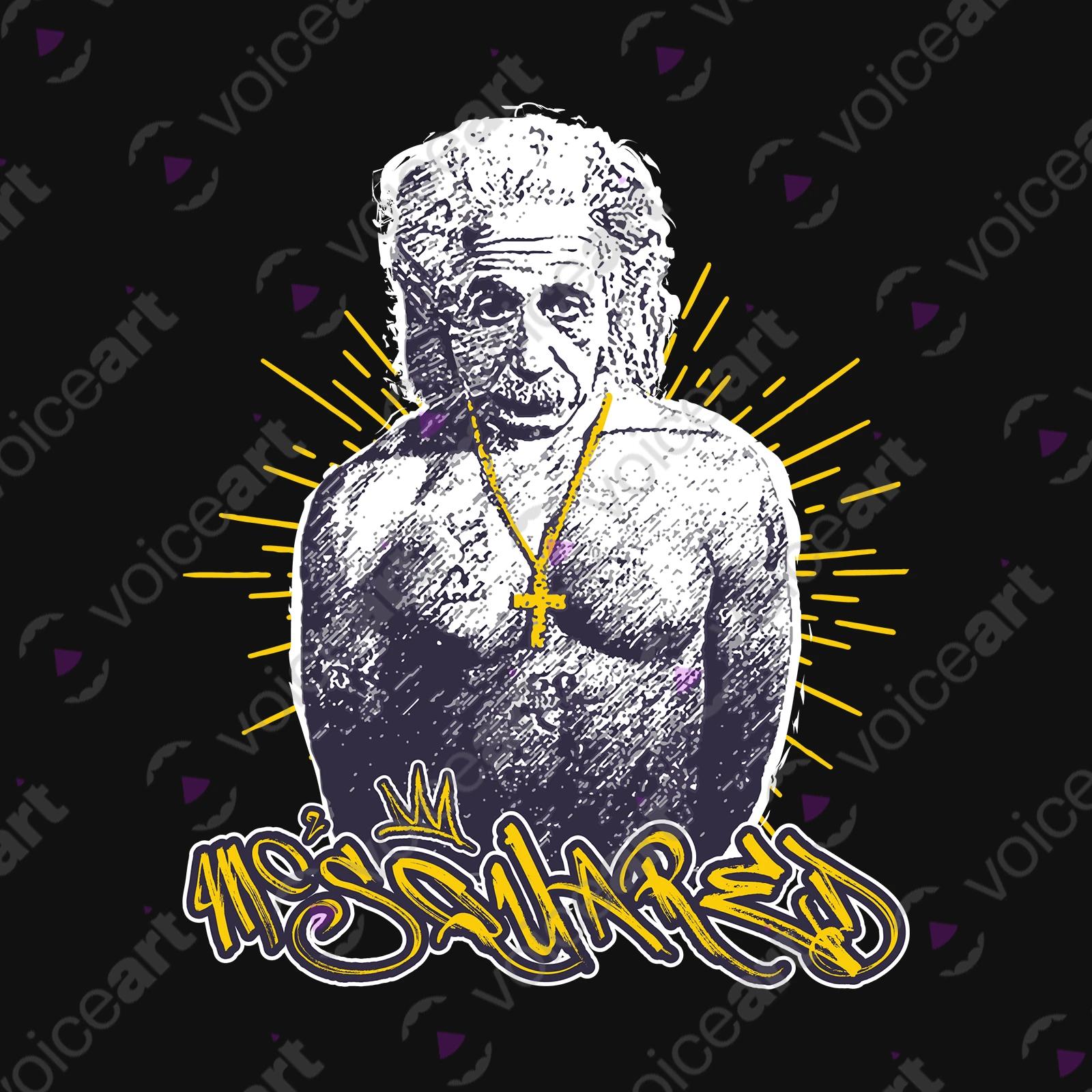 VOICEART Black Watermark Einstein as a Rapper Funny Science Shirt with Premium Graphic Physics Nobel Prize Wordplay Tee