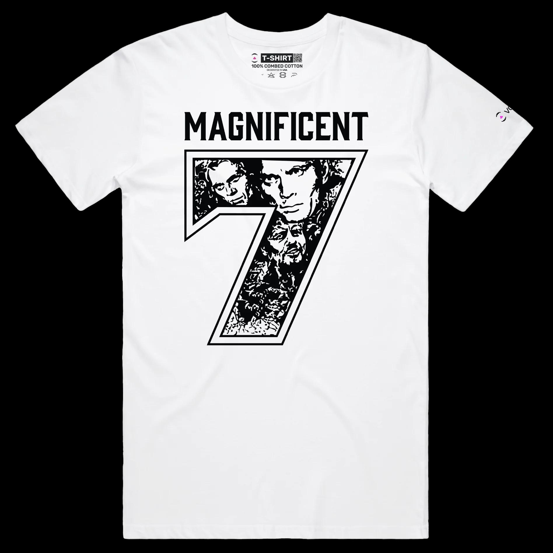VOICEART White Male Regular Magnificent 7 Sports T-Shirt Premium Quality Classic Movie Number Seven Jersey Wordplay Tee