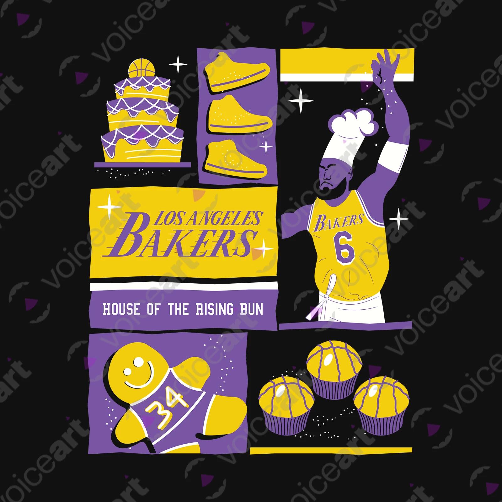 VOICEART Black Watermark Los Angeles Basketball Double Meaning T-Shirt Premium Graphic Design Showtime Bakers Tee