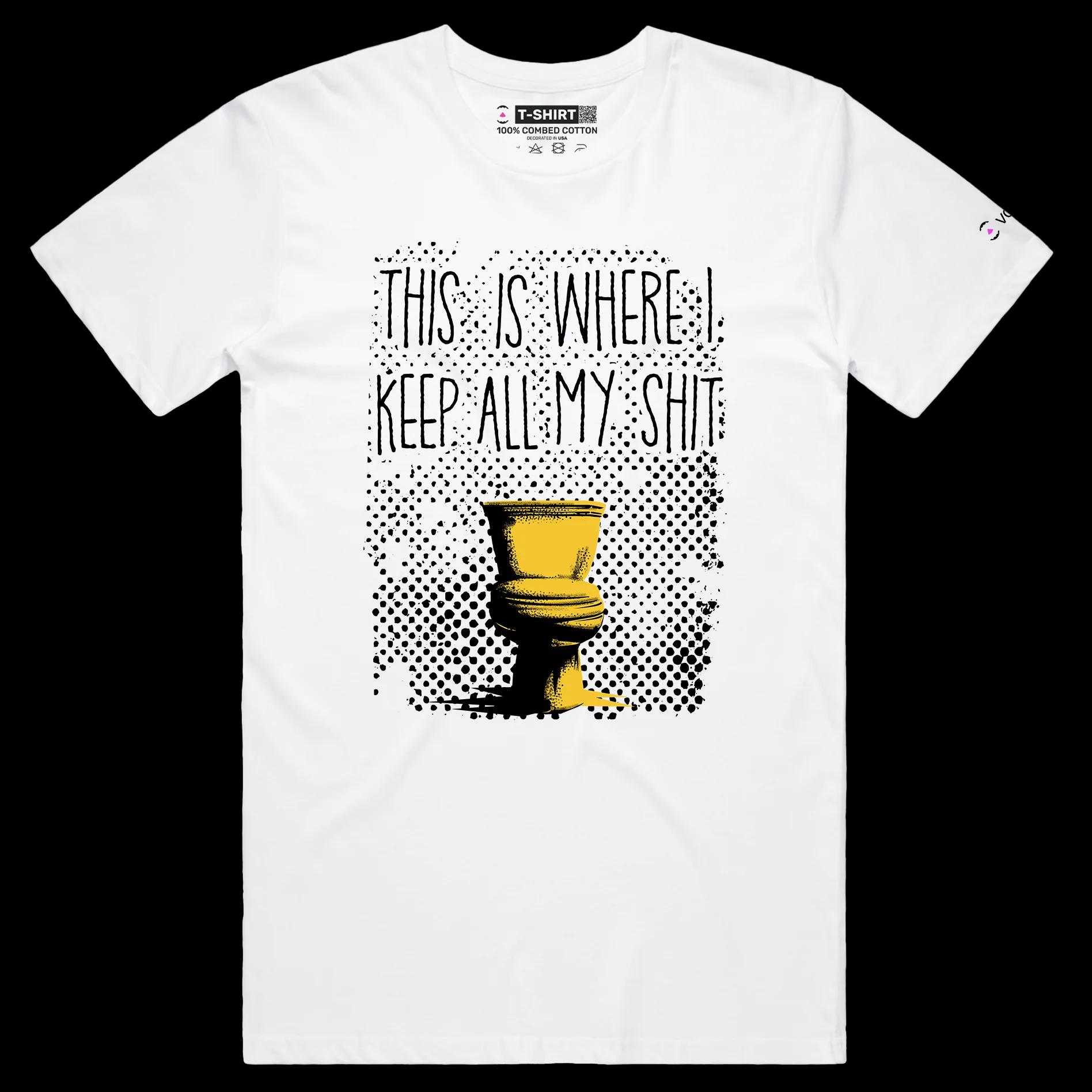 VOICEART White Male Regular Toilet Bowl Offensive T-Shirt with Premium Quality Graphic Design Funny Flush Away Tee