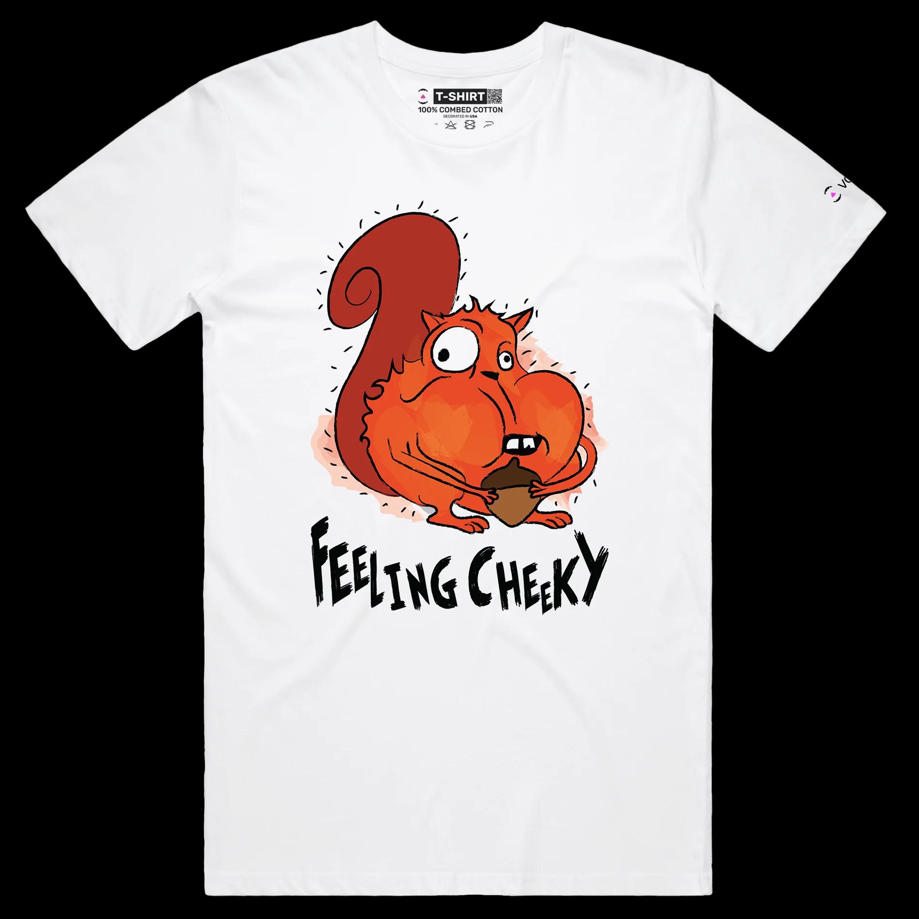 VOICEART White Male Regular Squirrel Feeling Cheeky Funny Animals T-Shirt with Premium Quality Mischievous and Daring Tee