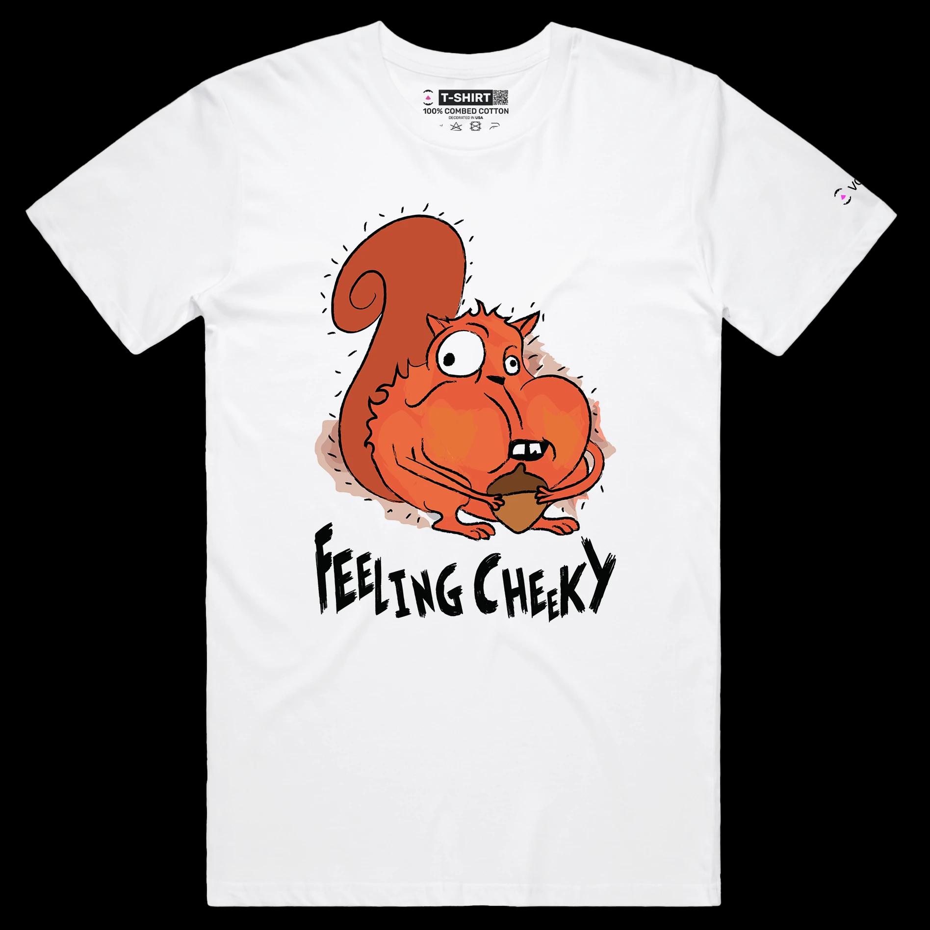 VOICEART White Male Regular Squirrel Feeling Cheeky Funny Animals T-Shirt with Premium Quality Mischievous and Daring Tee
