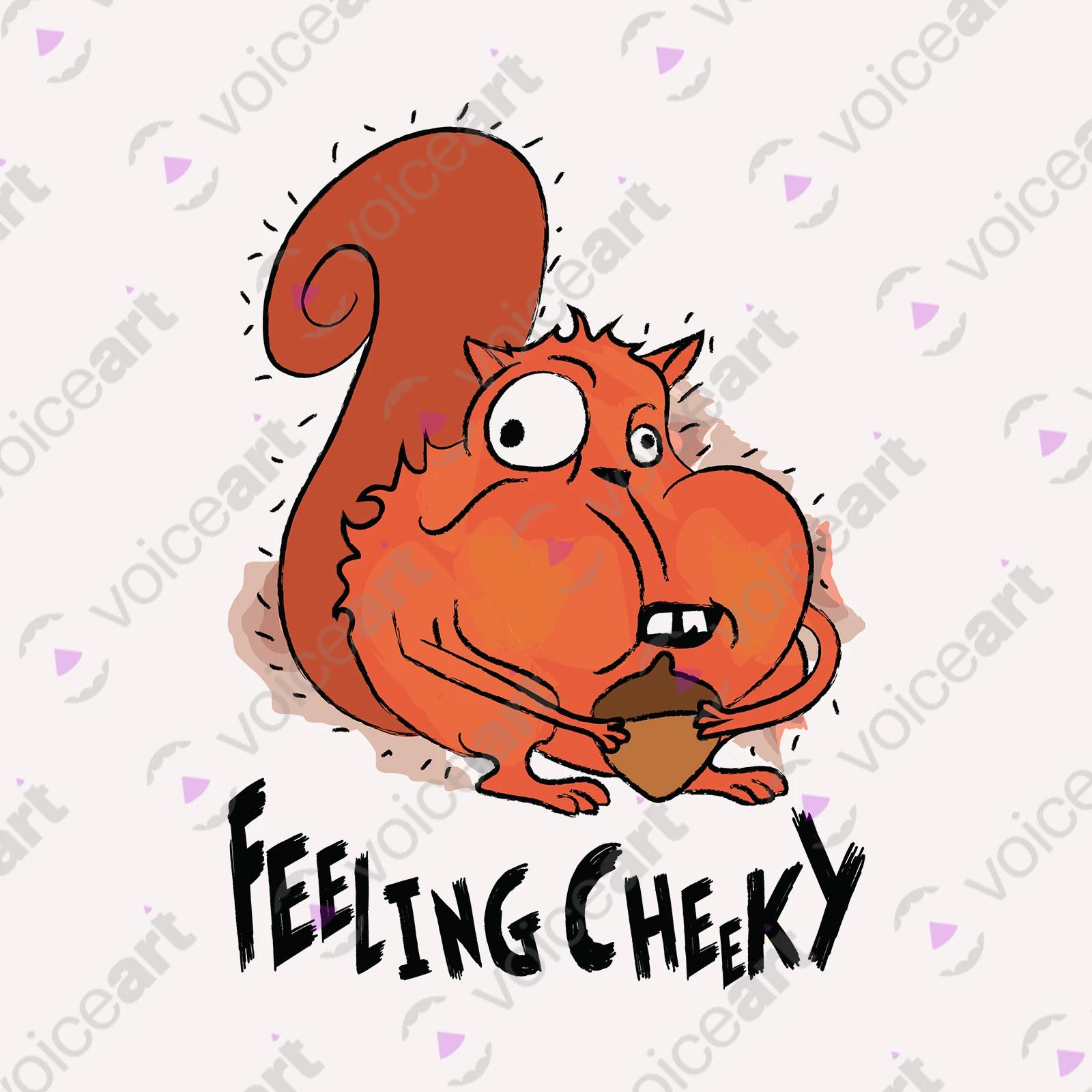 VOICEART White Watermark Squirrel Feeling Cheeky Funny Animals T-Shirt with Premium Quality Mischievous and Daring Tee