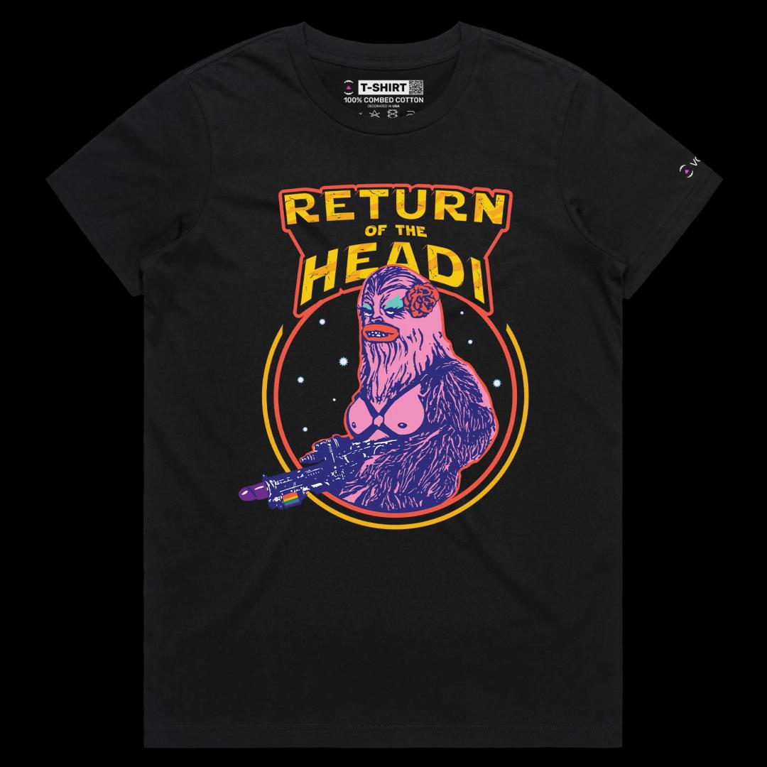 VOICEART Black Female Regular Gay Chewbacca Funny LGBTQ T-Shirt with Premium Quality Graphic Movie Themed Jedi Tee