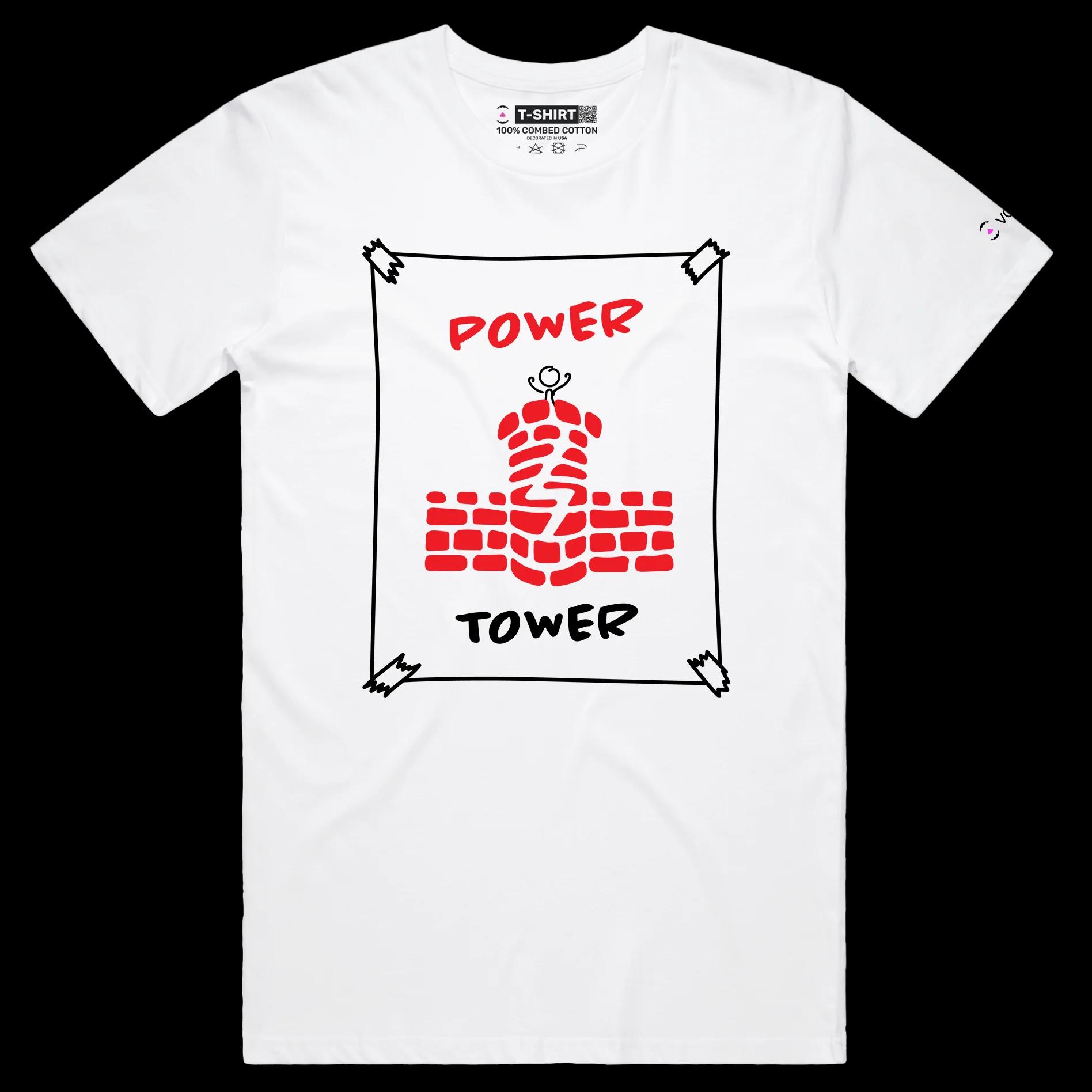 VOICEART White Male Regular Stick Figure on a Tower Lifestyle T-Shirt Premium Quality Graphic Leadership and Self Help Tee