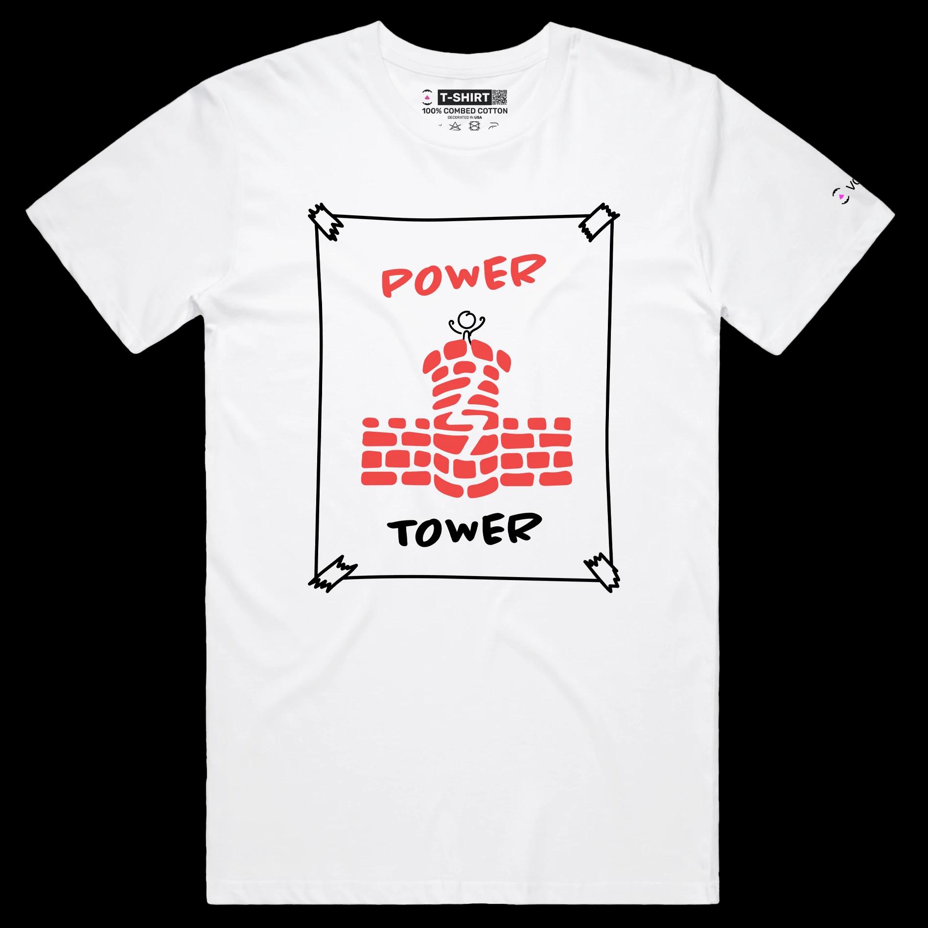 VOICEART White Male Regular Stick Figure on a Tower Lifestyle T-Shirt Premium Quality Graphic Leadership and Self Help Tee