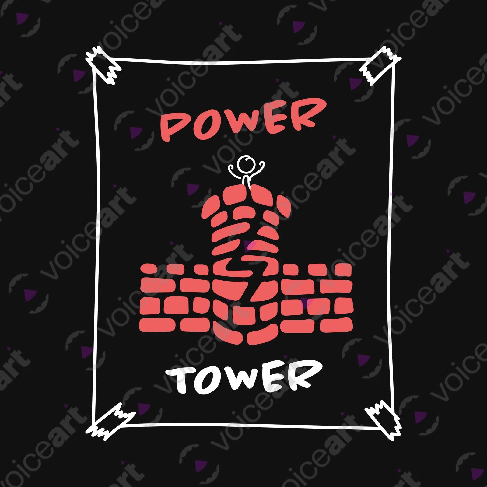 VOICEART Black Watermark Stick Figure on a Tower Lifestyle T-Shirt Premium Quality Graphic Leadership and Self Help Tee