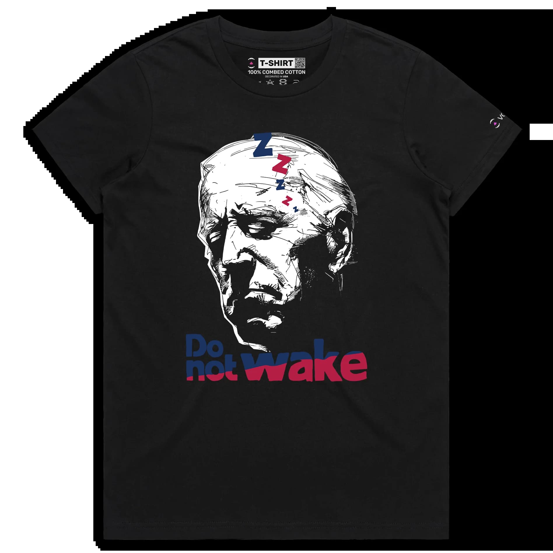 VOICEART Black Female Regular Sleepy Biden Funny Political TShirt Premium Quality Graphic Do Not Wake the President Tee