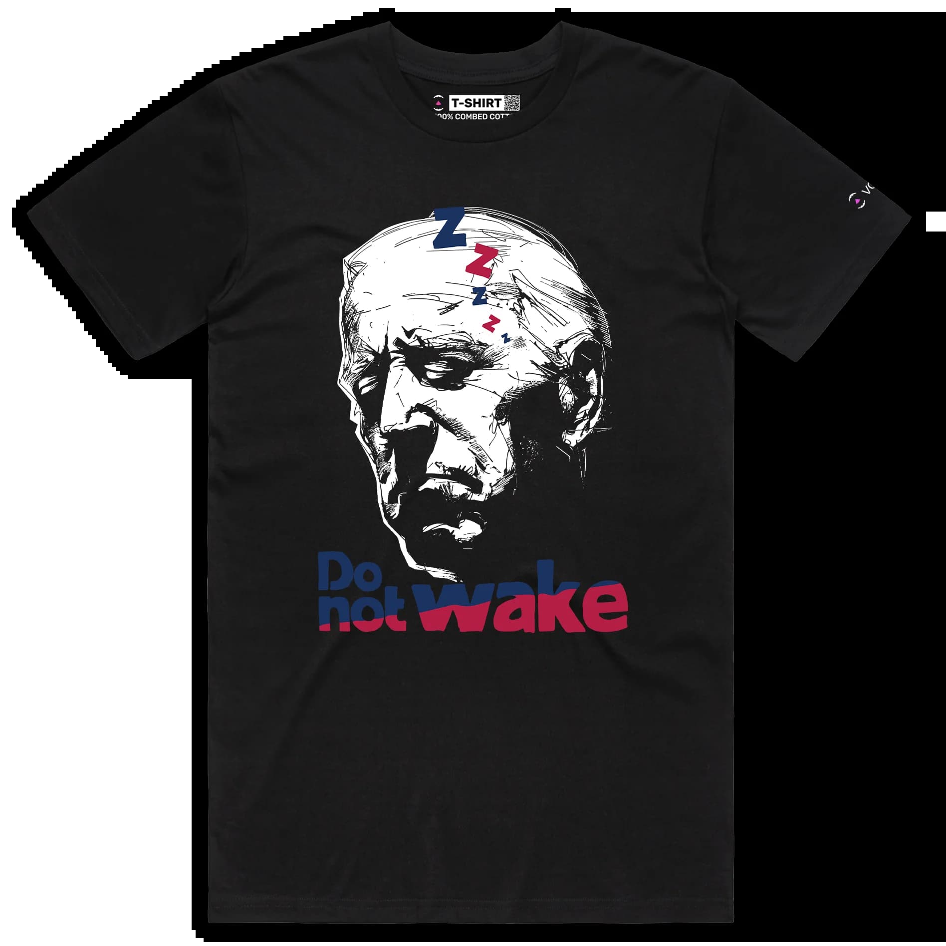 VOICEART Black Male Regular Sleepy Biden Funny Political TShirt Premium Quality Graphic Do Not Wake the President Tee