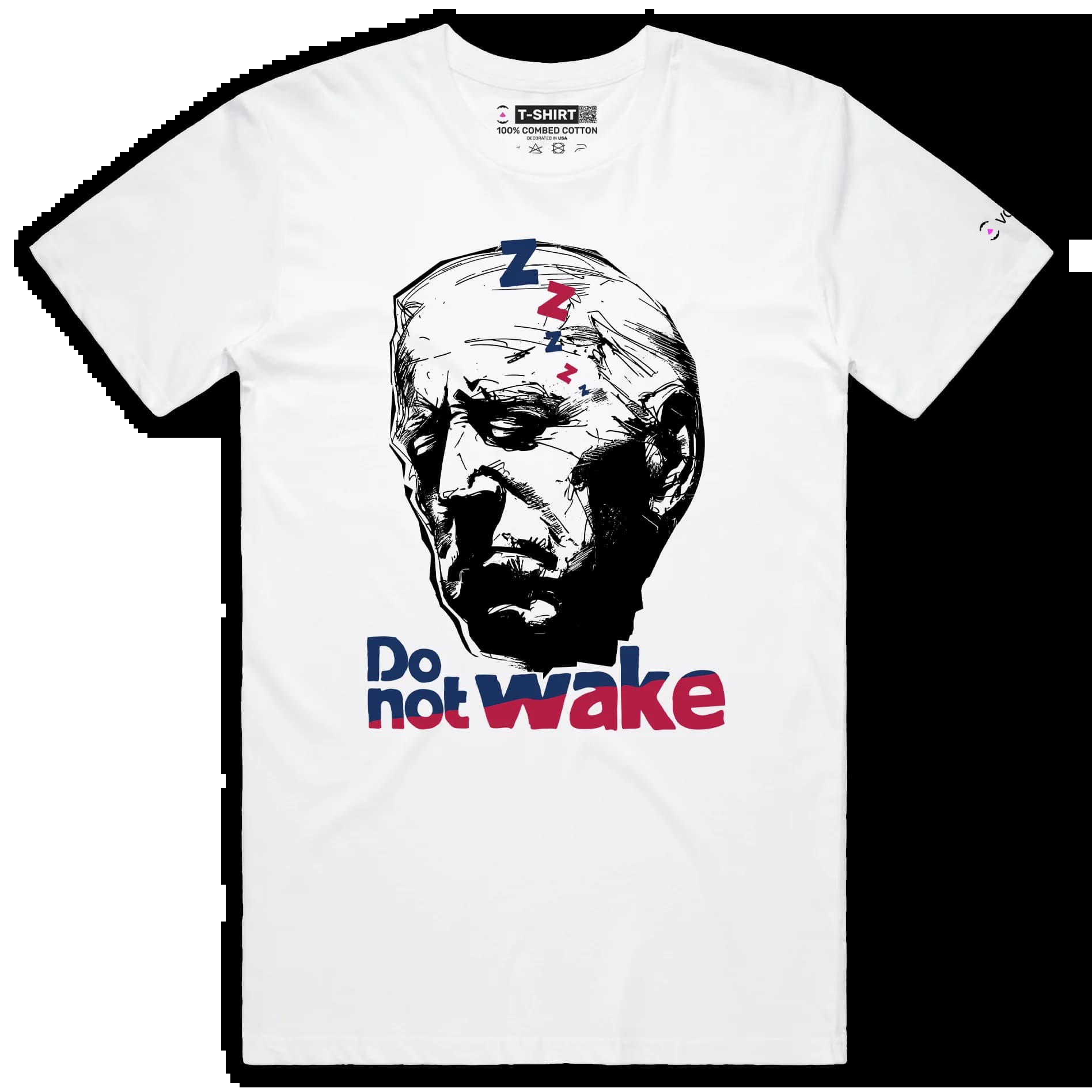 VOICEART White Male Regular Sleepy Biden Funny Political TShirt Premium Quality Graphic Do Not Wake the President Tee