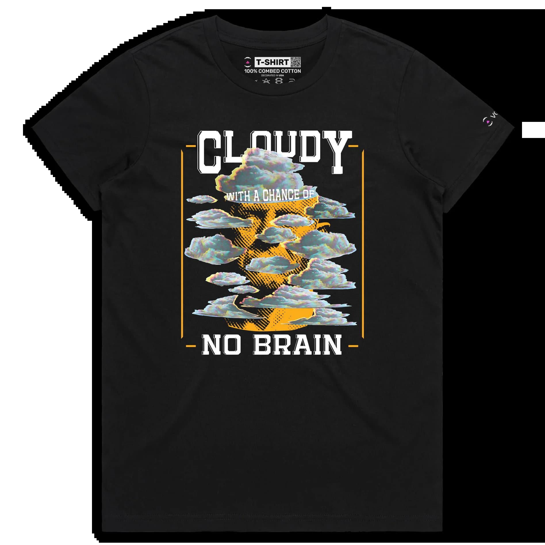 VOICEART Black Female Regular Head in the Clouds Funny shirt Premium Graphic Male Weather Forecaster Tee with Play on Words