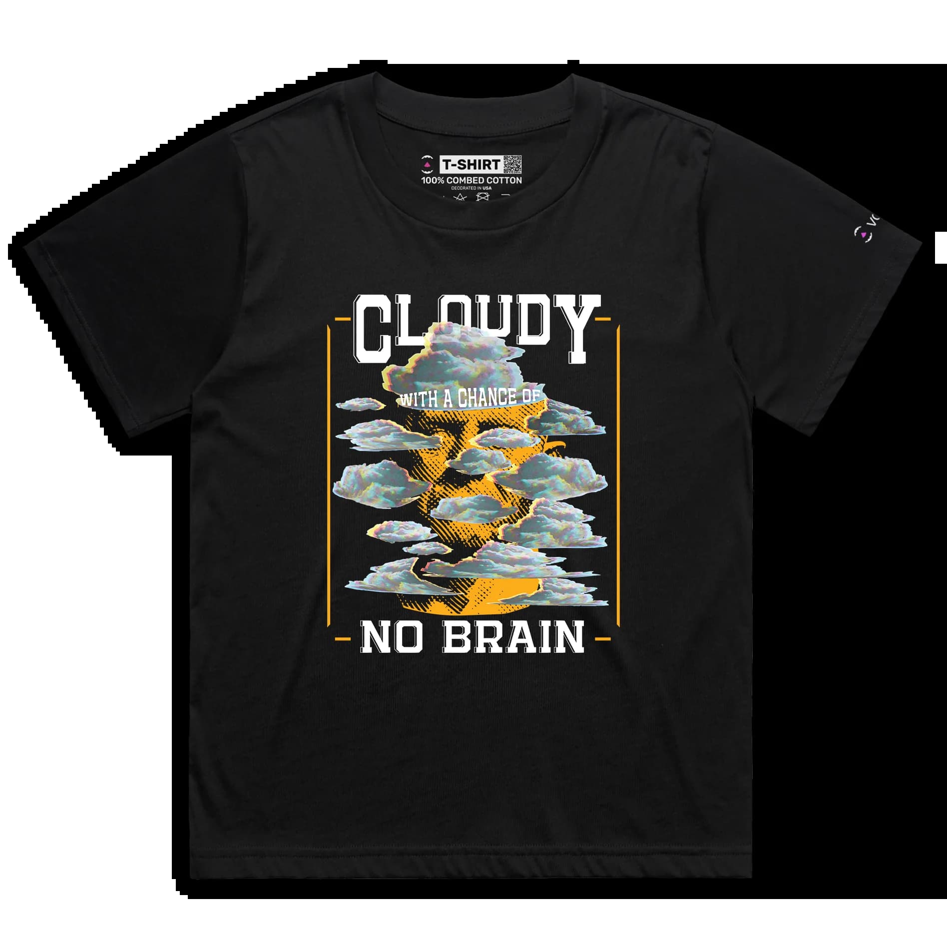 VOICEART Black Female Loose Head in the Clouds Funny shirt Premium Graphic Male Weather Forecaster Tee with Play on Words