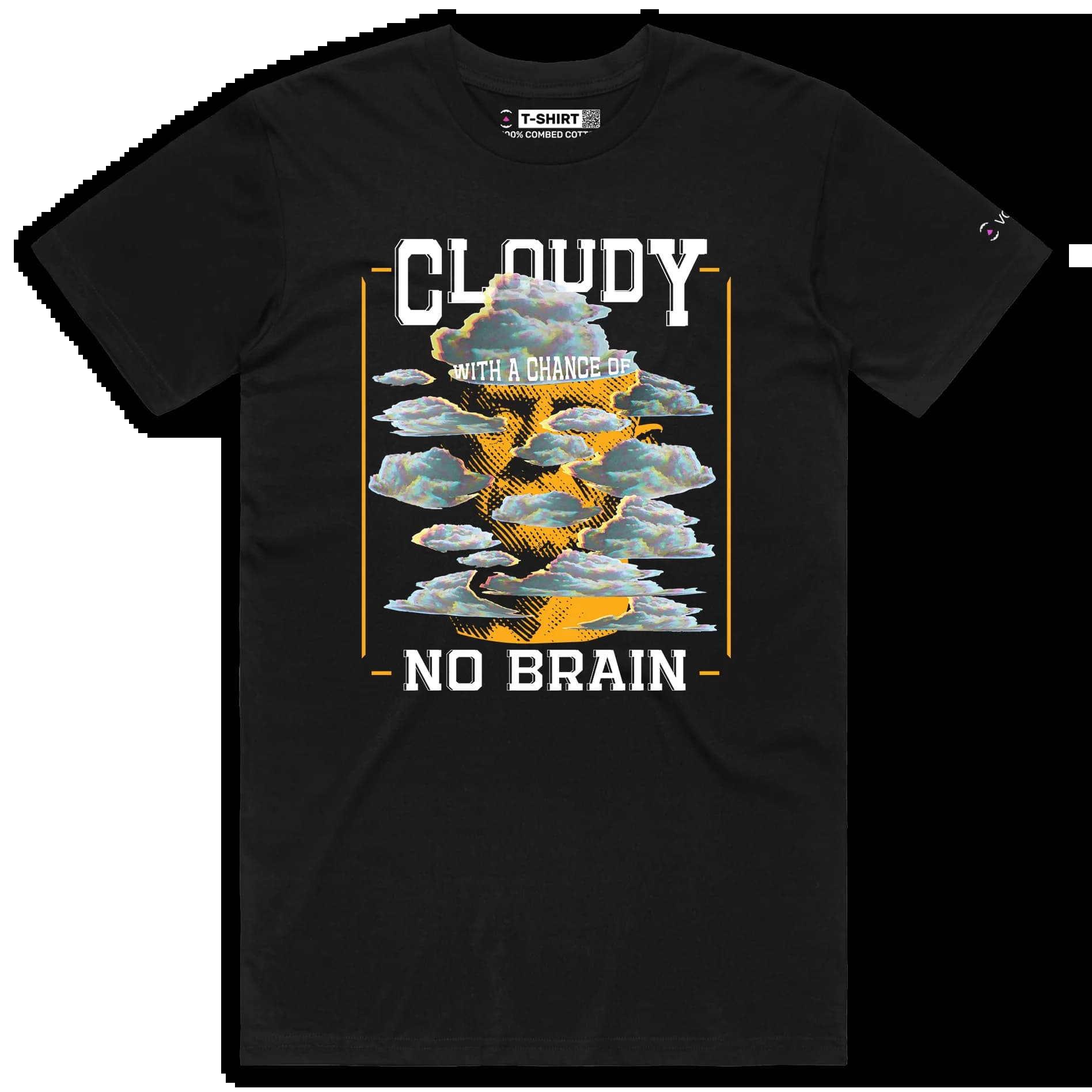 VOICEART Black Male Regular Head in the Clouds Funny shirt Premium Graphic Male Weather Forecaster Tee with Play on Words