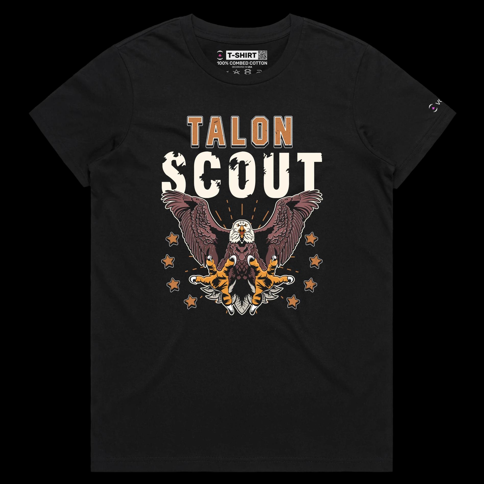 VOICEART Black Female Regular Talon Scout T-Shirt Premium Graphic Funny Animal Design Double Meaning Eagle Claw