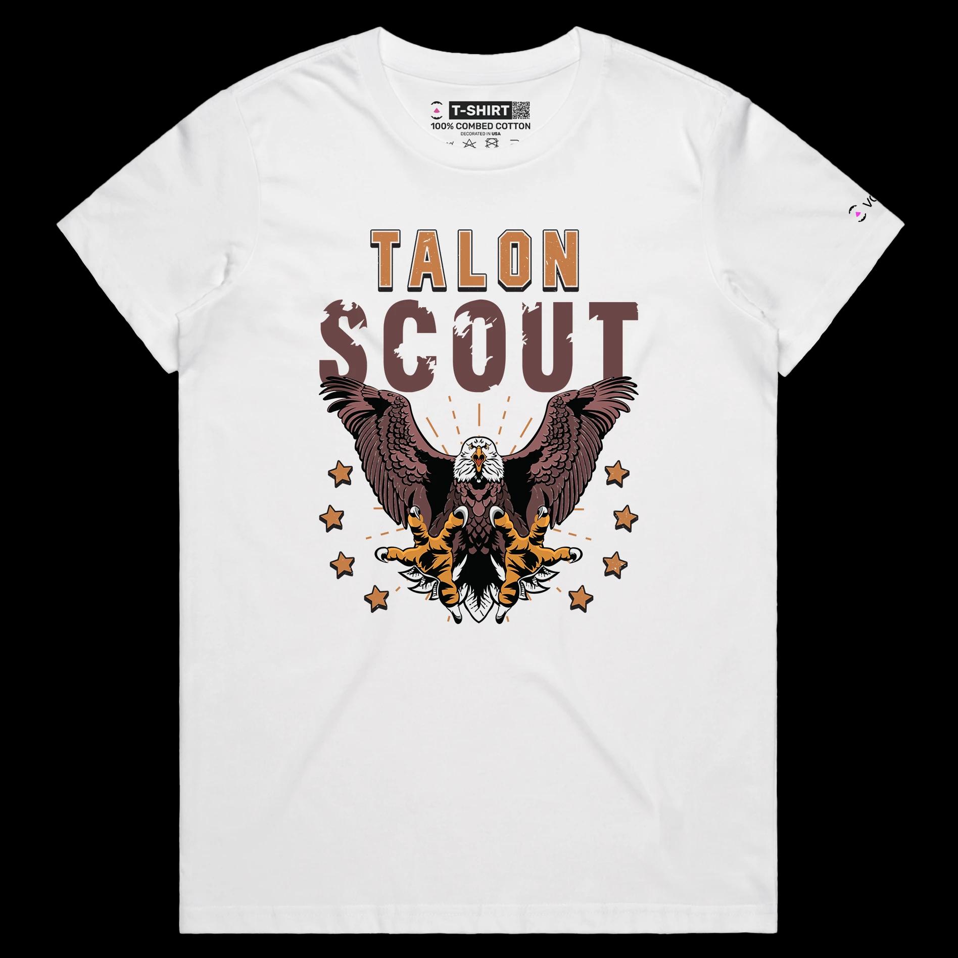 VOICEART White Female Regular Talon Scout T-Shirt Premium Graphic Funny Animal Design Double Meaning Eagle Claw
