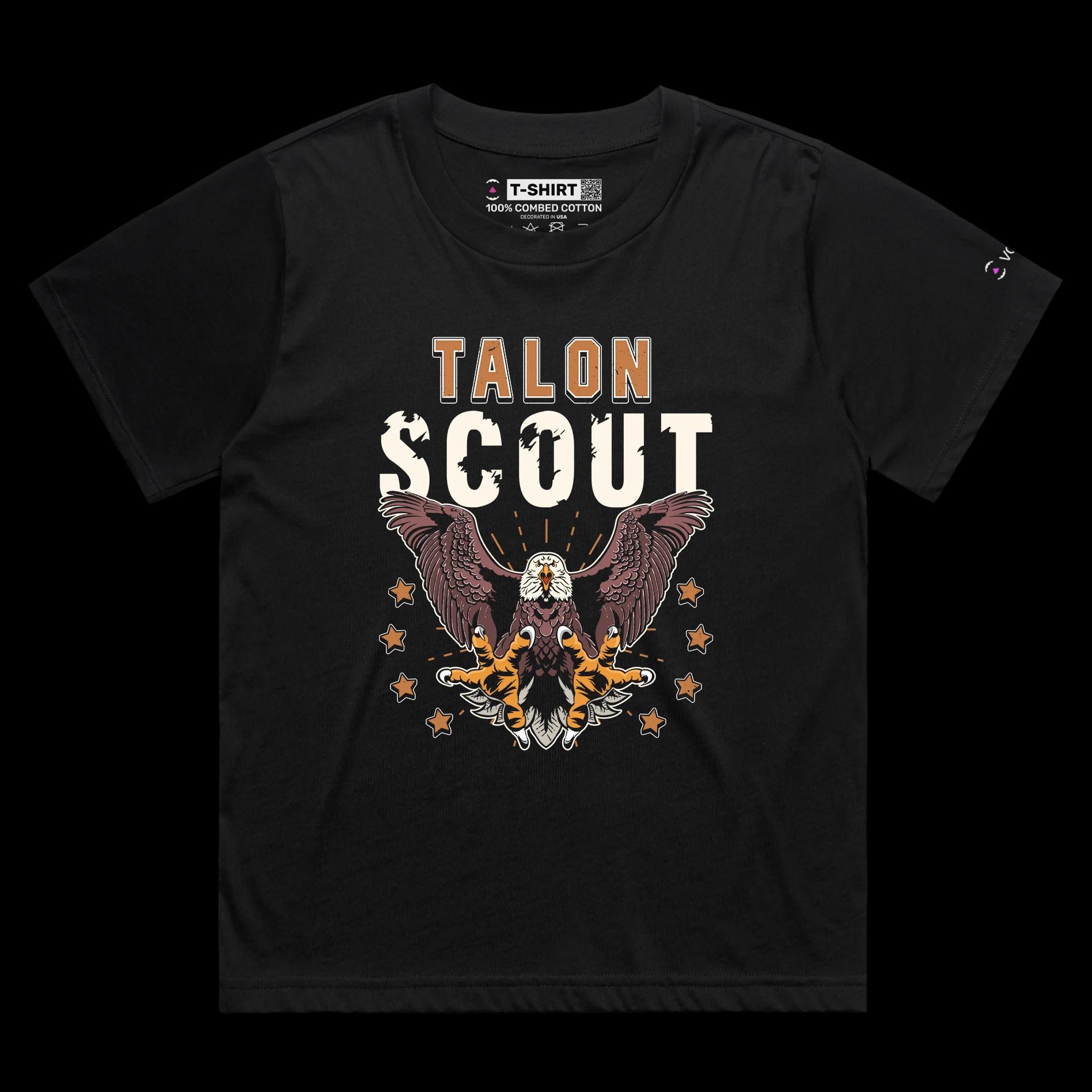 VOICEART Black Female Loose Talon Scout T-Shirt Premium Graphic Funny Animal Design Double Meaning Eagle Claw