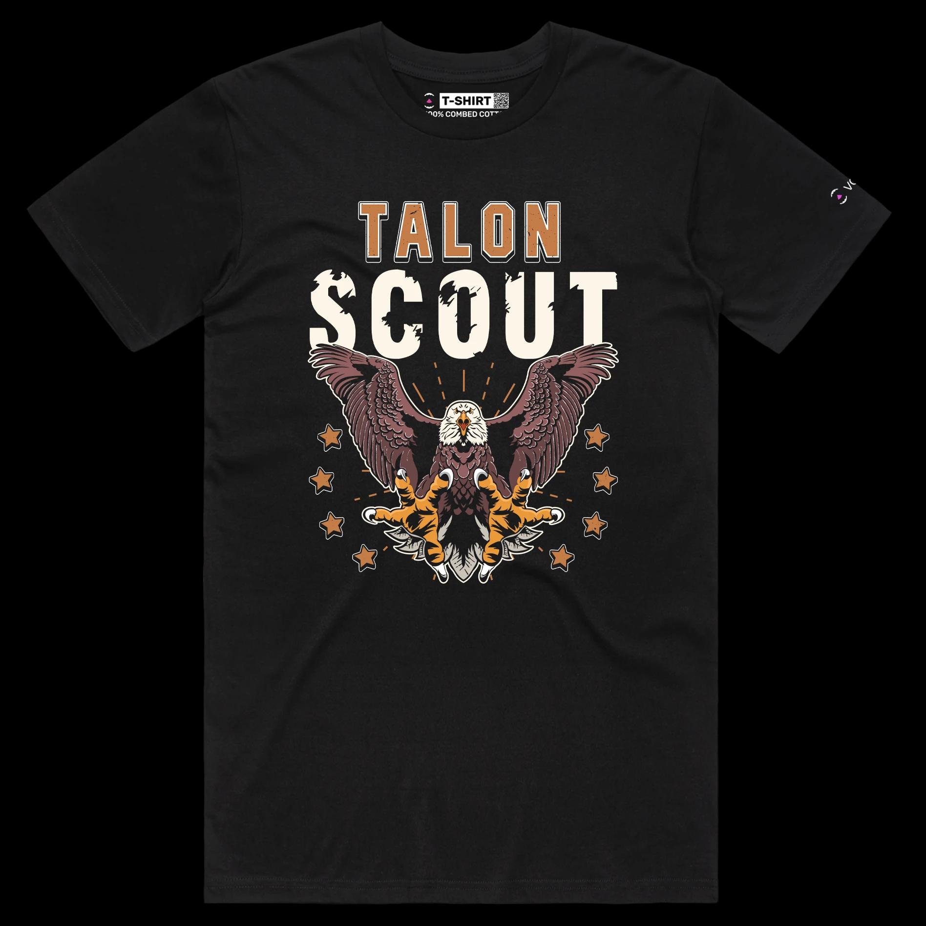 VOICEART Black Male Regular Talon Scout T-Shirt Premium Graphic Funny Animal Design Double Meaning Eagle Claw