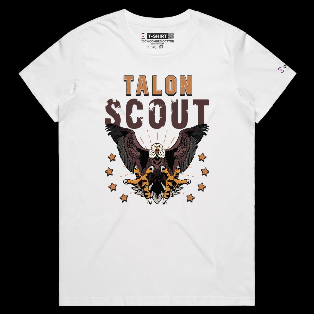 VOICEART White Female Regular Talon Scout T-Shirt Premium Graphic Funny Animal Design Double Meaning Eagle Claw