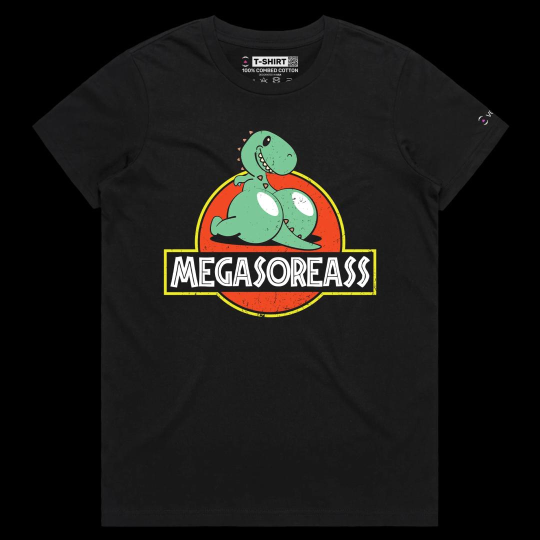 VOICEART Black Female Regular Rainbow Dinosaur Funny shirt Premium Graphic Design LGBTQ Pride Tee Play on Words for Adults