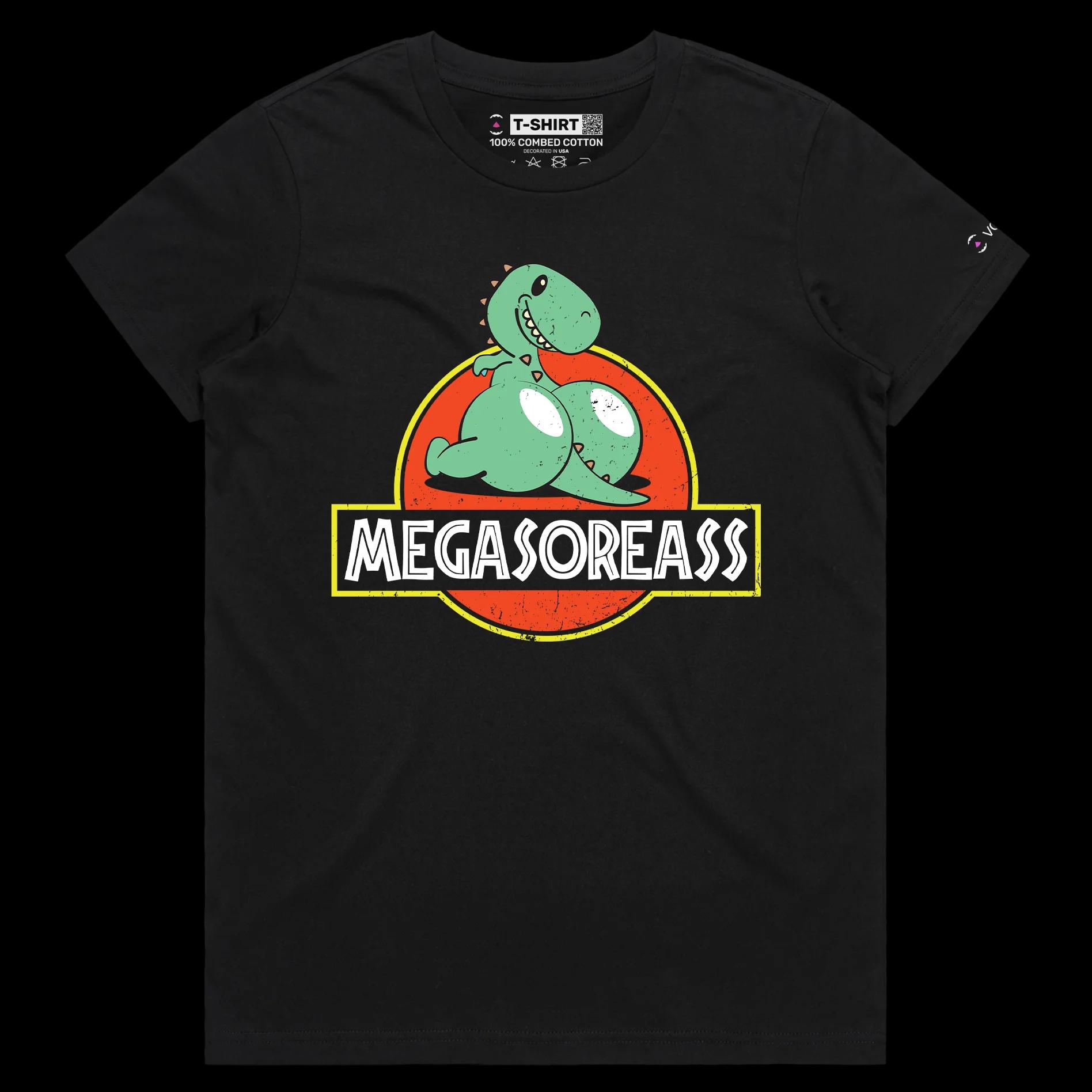 VOICEART Black Female Regular Rainbow Dinosaur Funny shirt Premium Graphic Design LGBTQ Pride Tee Play on Words for Adults