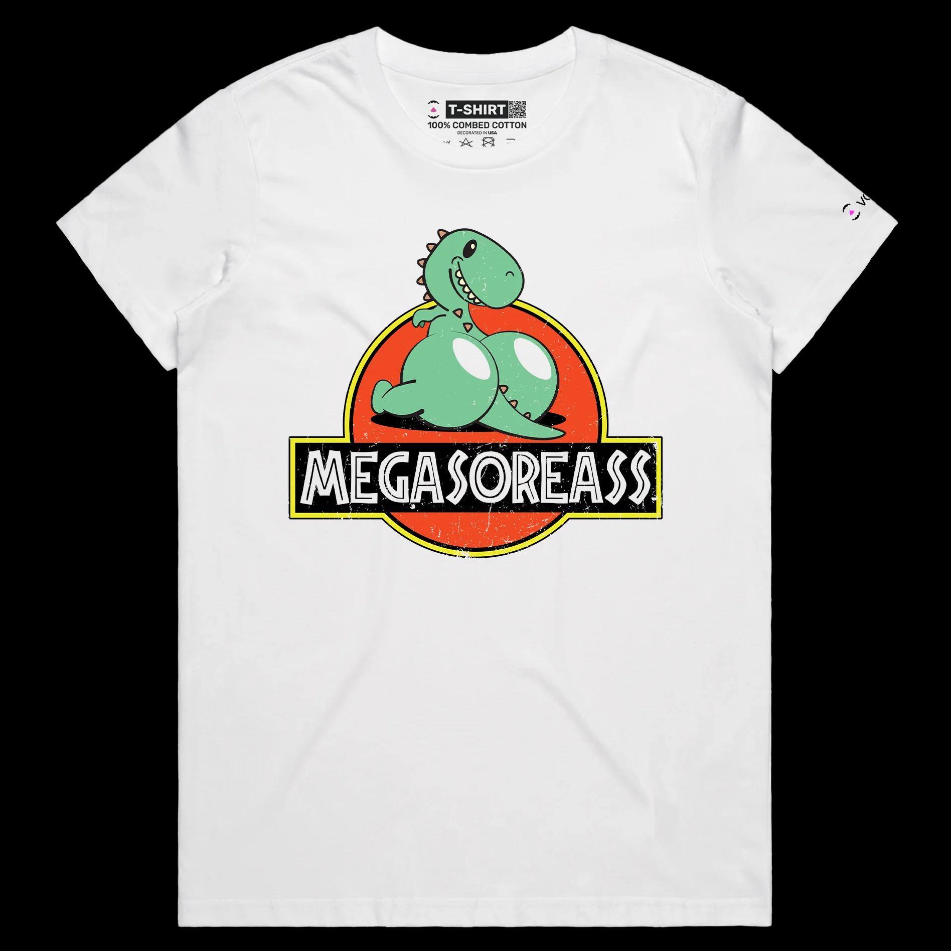VOICEART White Female Regular Rainbow Dinosaur Funny shirt Premium Graphic Design LGBTQ Pride Tee Play on Words for Adults