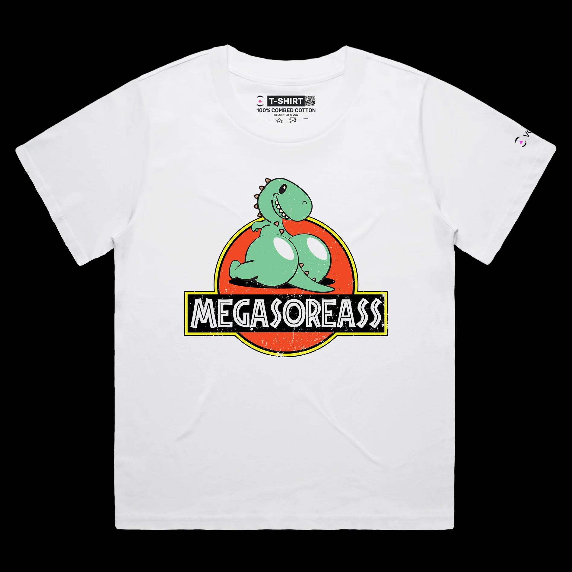 VOICEART White Female Loose Rainbow Dinosaur Funny shirt Premium Graphic Design LGBTQ Pride Tee Play on Words for Adults