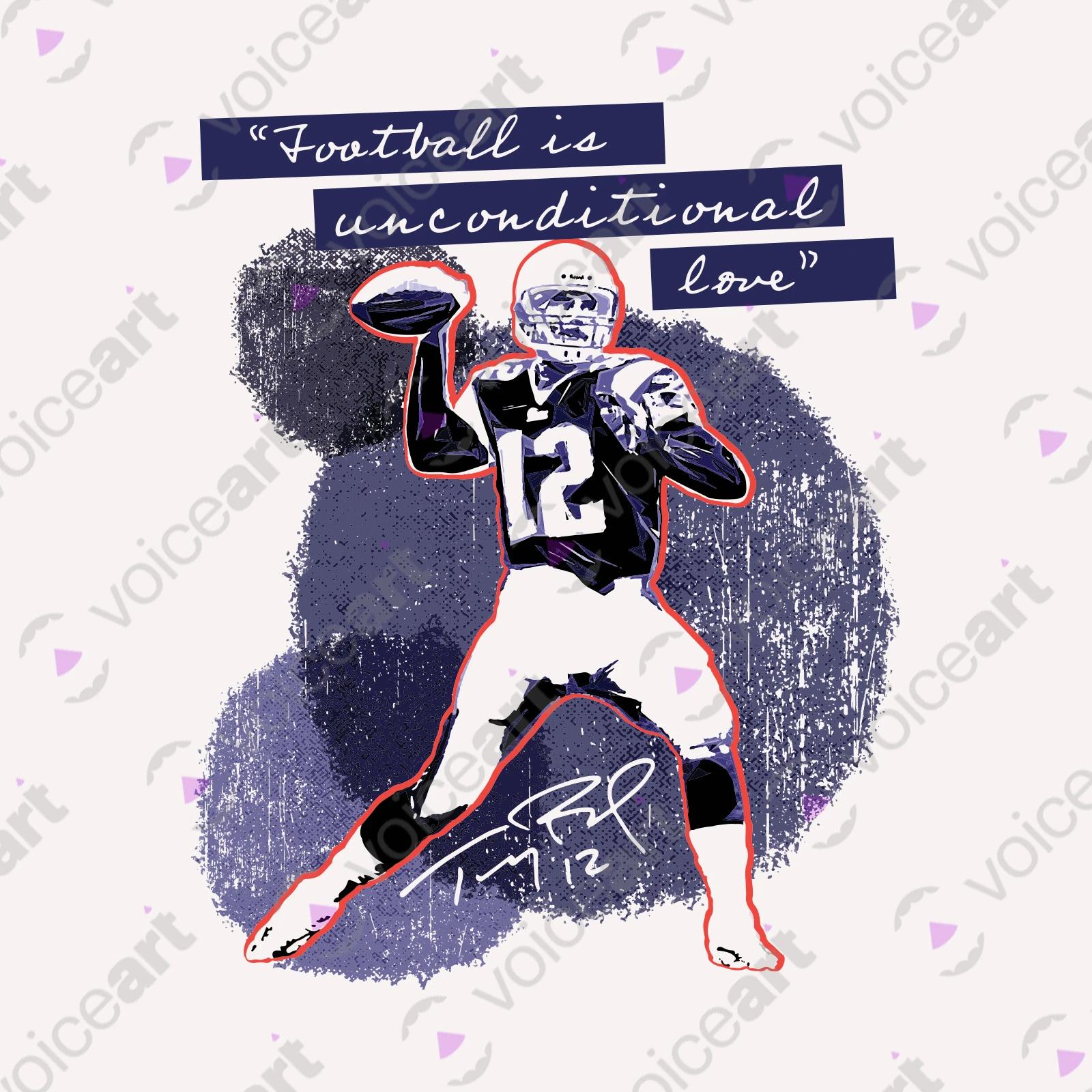 VOICEART White Watermark Brady The GOAT Sports shirt Premium Graphic QB 12 New England Superstar Tee for Football Fans