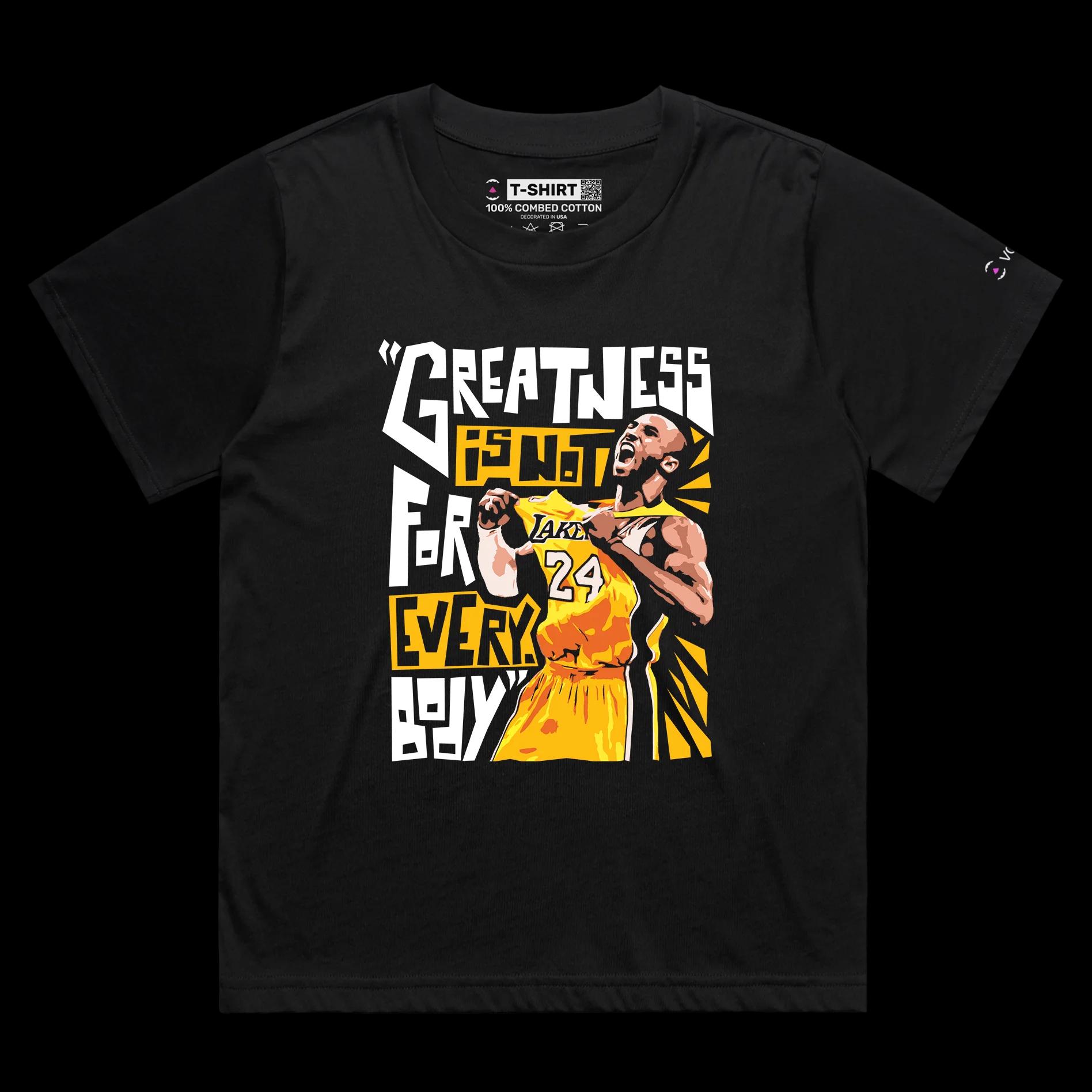 VOICEART Black Female Loose Kobe's Greatness Quote T-Shirt Premium Graphic 24 Black Mamba Superstar Tee Basketball Fans