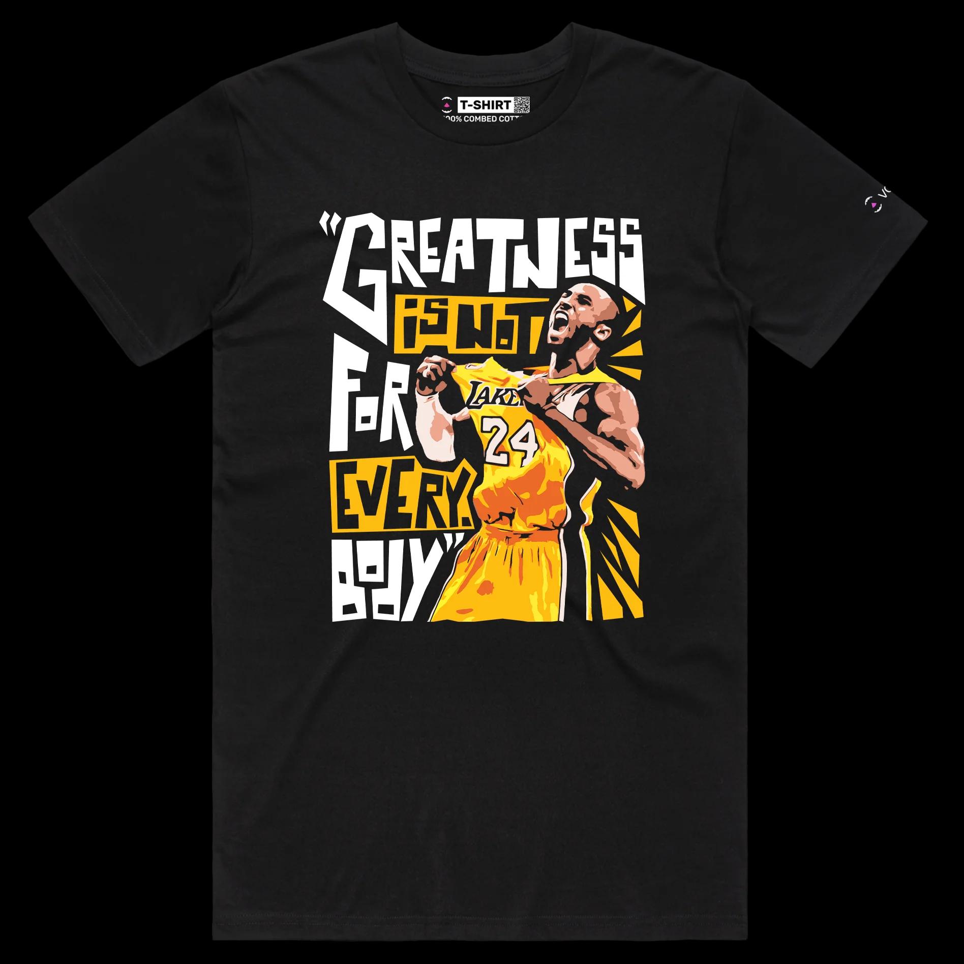 VOICEART Black Male Regular Kobe's Greatness Quote T-Shirt Premium Graphic 24 Black Mamba Superstar Tee Basketball Fans