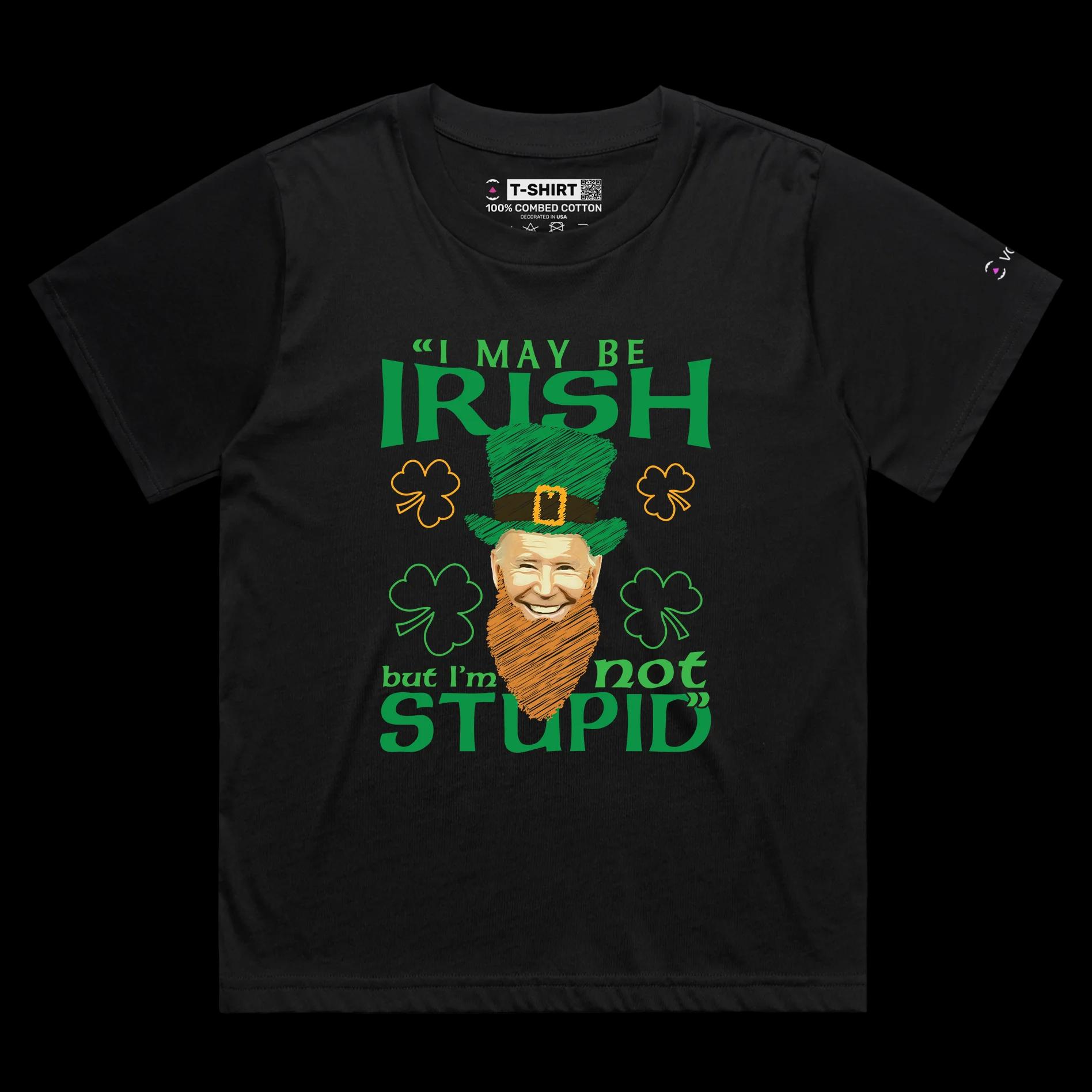 VOICEART Black Female Loose Biden Irish Quote Funny Political T-Shirt Premium Graphic and Design Sarcastic Presidential Tee