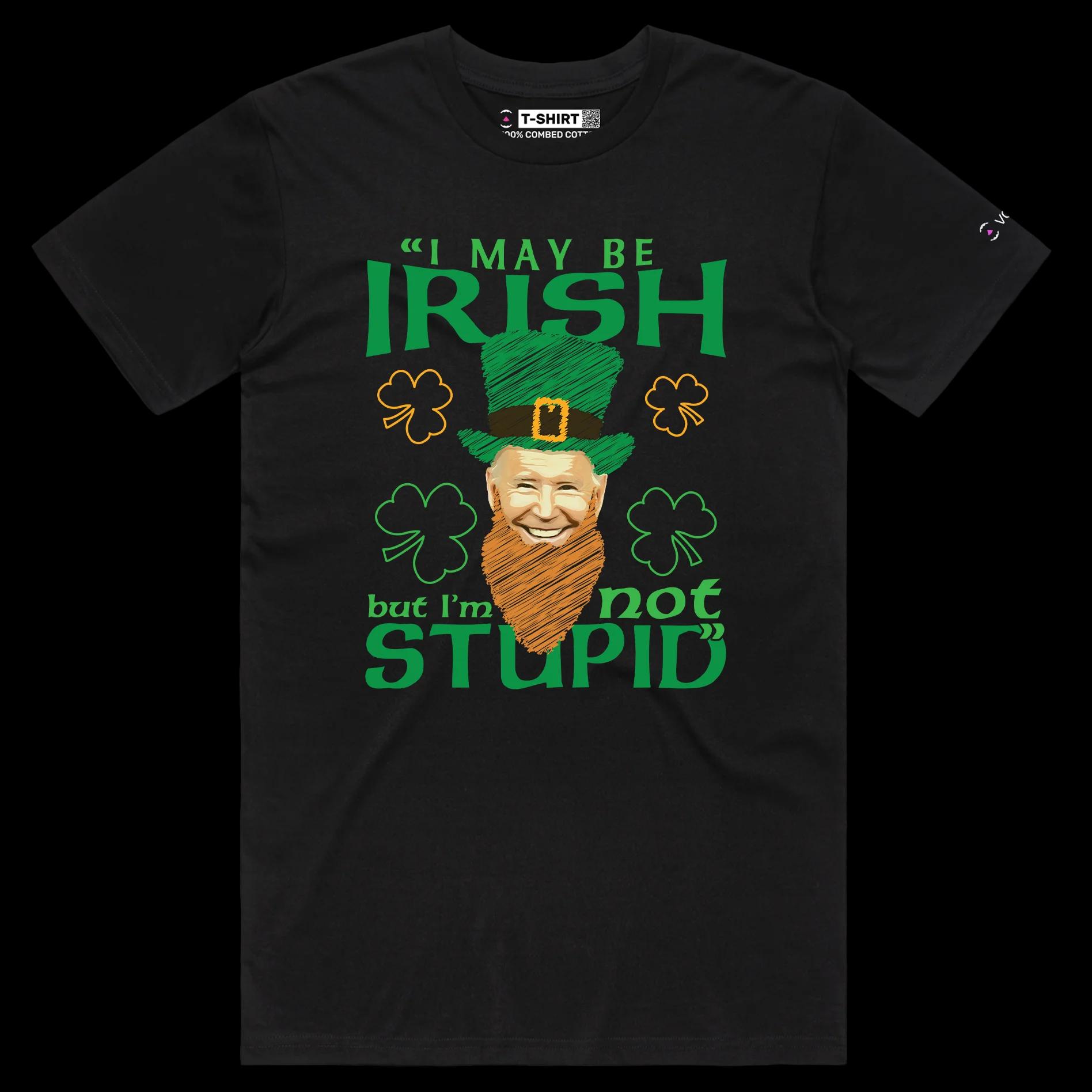 VOICEART Black Male Regular Biden Irish Quote Funny Political T-Shirt Premium Graphic and Design Sarcastic Presidential Tee