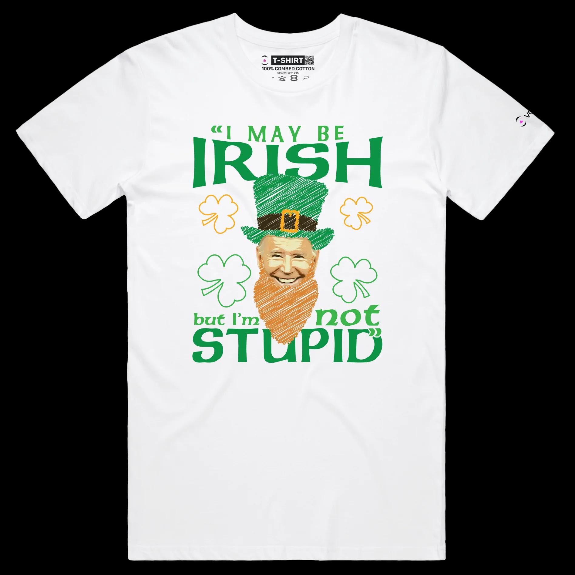 VOICEART White Male Regular Biden Irish Quote Funny Political T-Shirt Premium Graphic and Design Sarcastic Presidential Tee