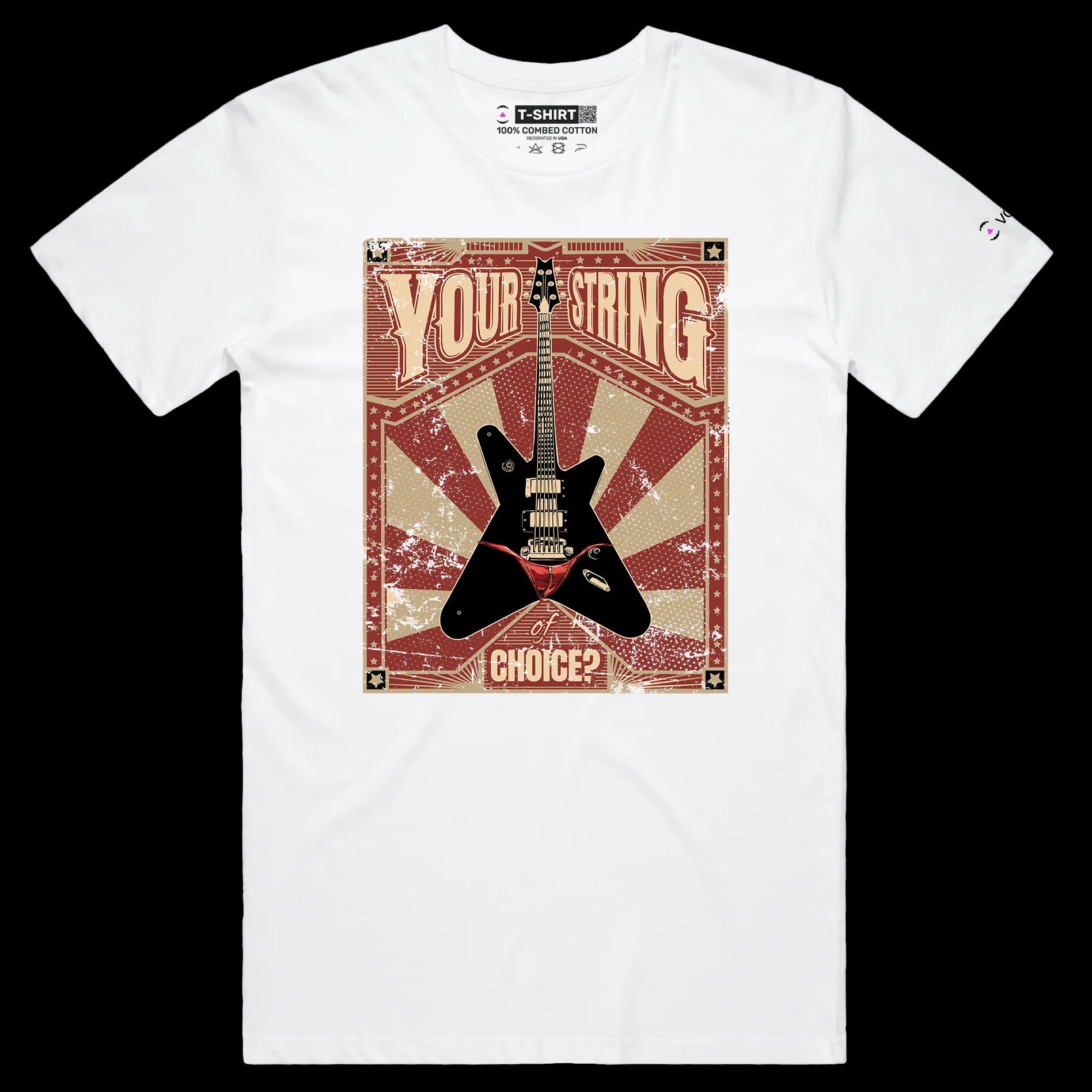 VOICEART White Male Regular Guitar in a Thong Funny shirt Premium Graphic and Design Musical G-String Tee Play on Words