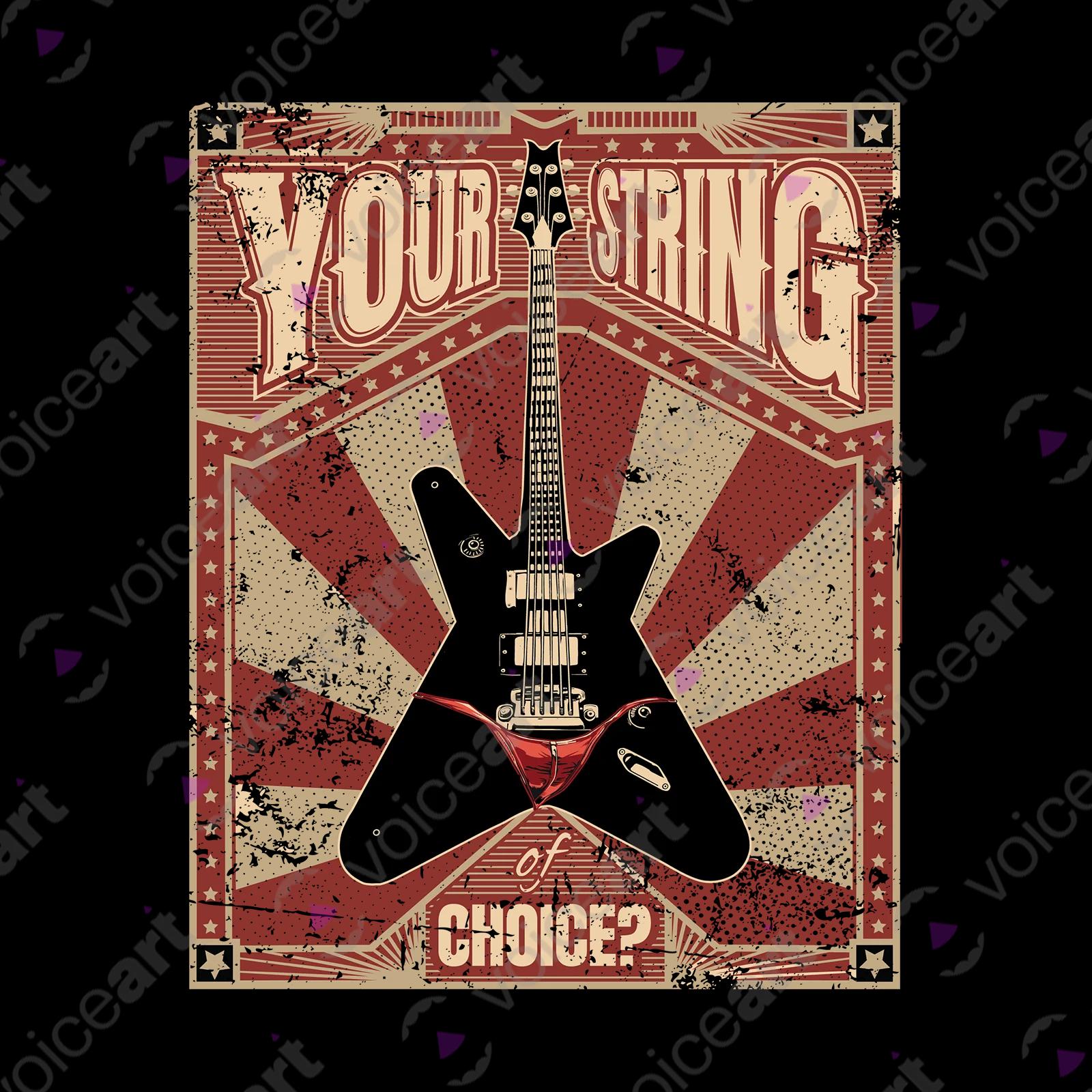VOICEART White Watermark Guitar in a Thong Funny shirt Premium Graphic and Design Musical G-String Tee Play on Words