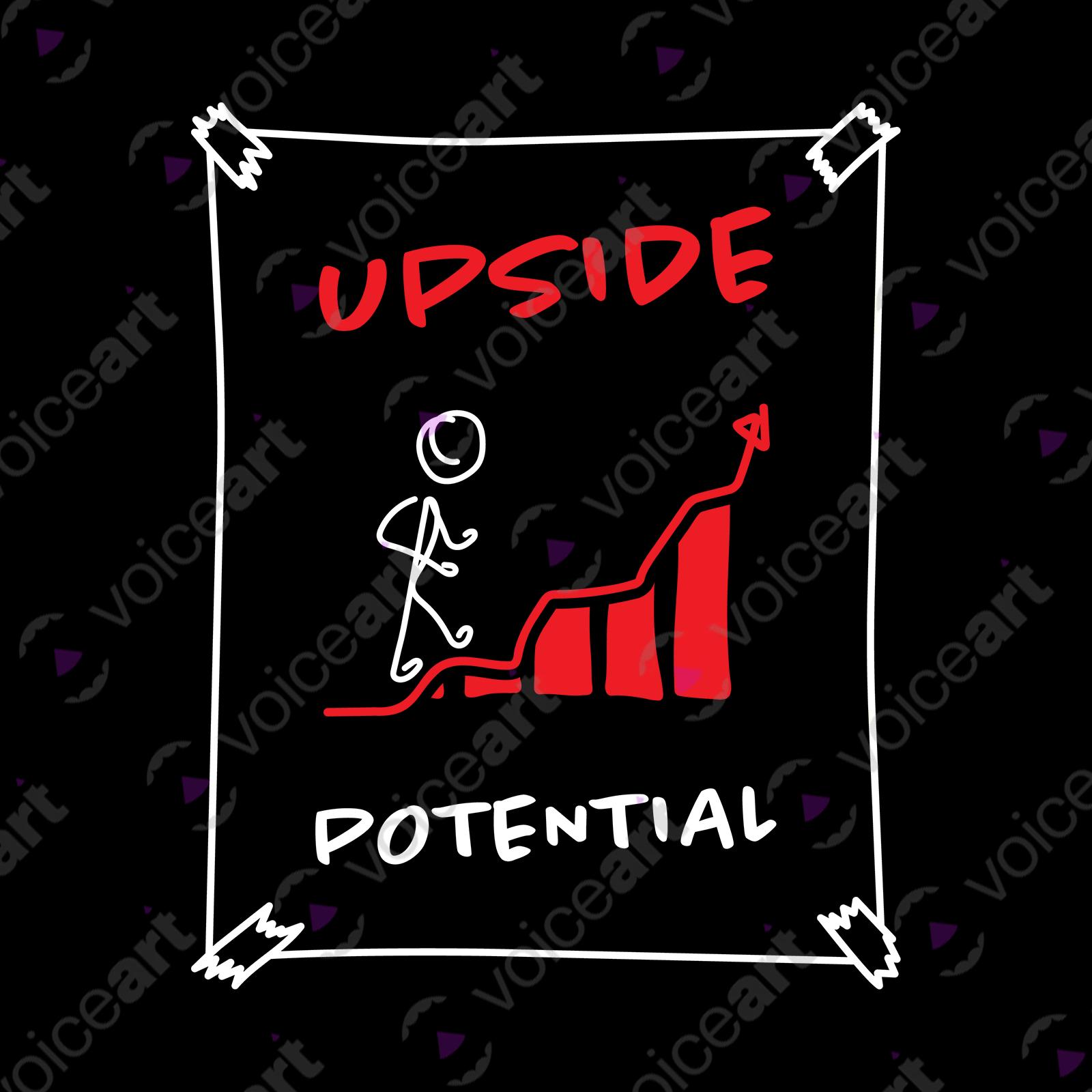 VOICEART Black Watermark Upside Potential Motivational T-shirt Premium Graphic Figure Climbing Up the Chart Optimism Tee