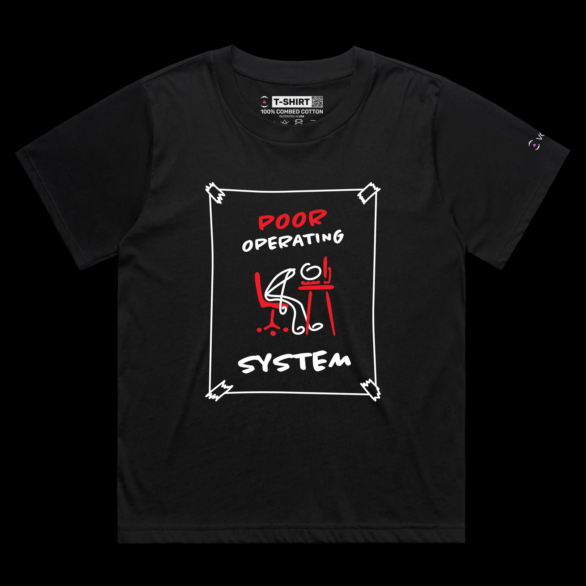 VOICEART Black Female Loose Poor Operating System Funny shirt Premium Graphic Design Computer AI Tee with Clever Wordplay