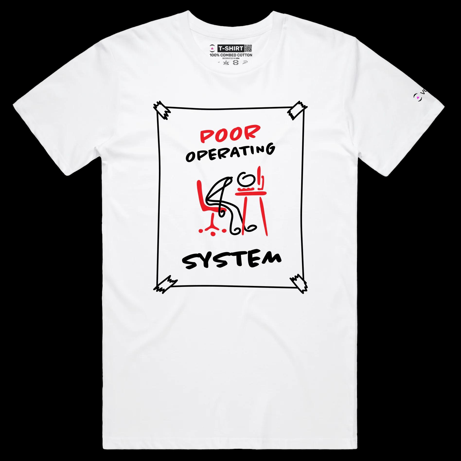VOICEART White Male Regular Poor Operating System Funny shirt Premium Graphic Design Computer AI Tee with Clever Wordplay