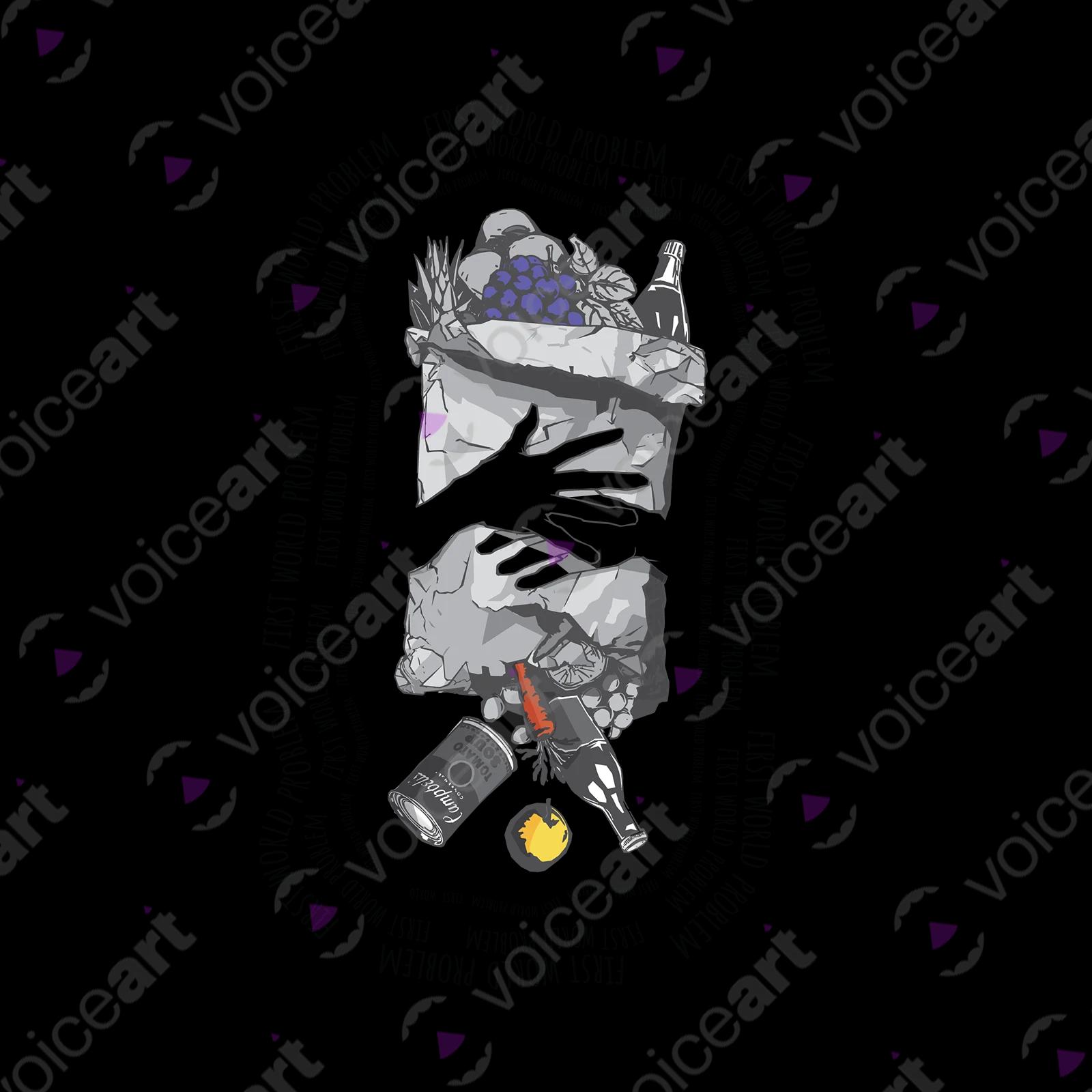 VOICEART White Watermark Spilled Groceries Food tshirt Premium Graphic Serious Social Issues First World Problems