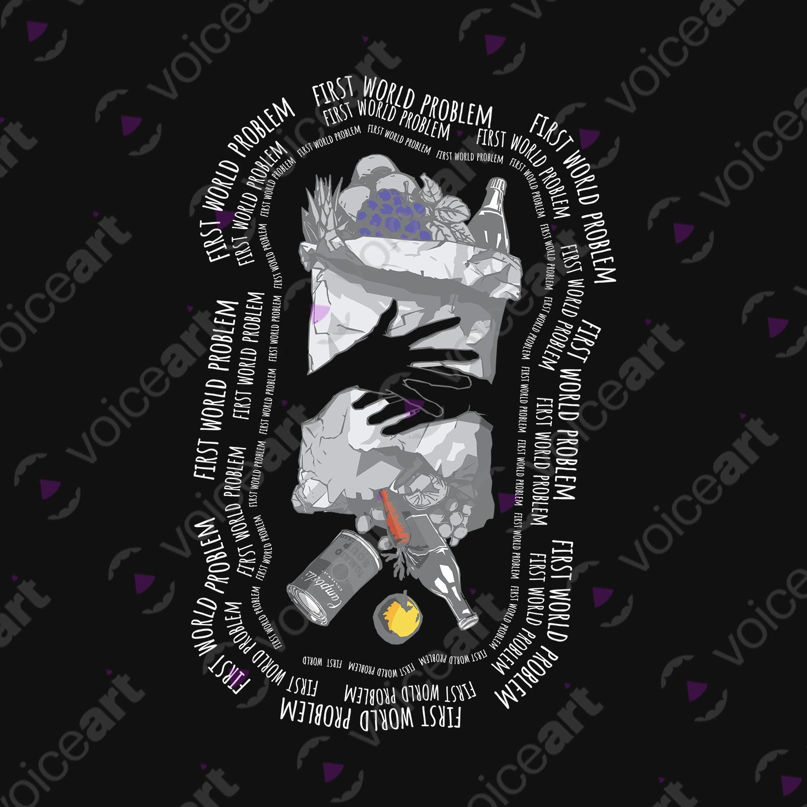 VOICEART Black Watermark Spilled Groceries Food tshirt Premium Graphic Serious Social Issues First World Problems