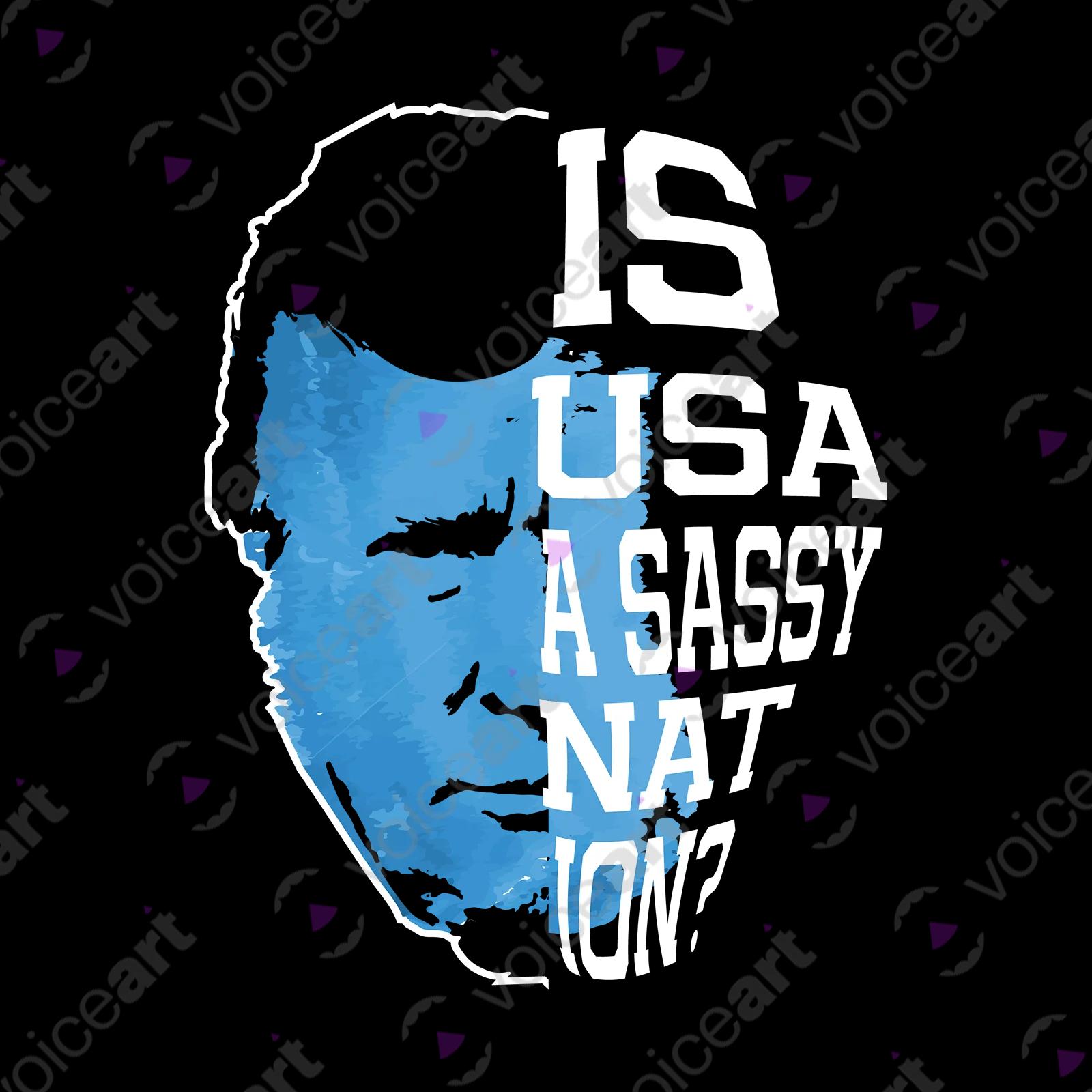 VOICEART Black Watermark President Trump USA a Sassy Nation Political T-Shirt Premium Patriotic Wordplay Mugshot Tee