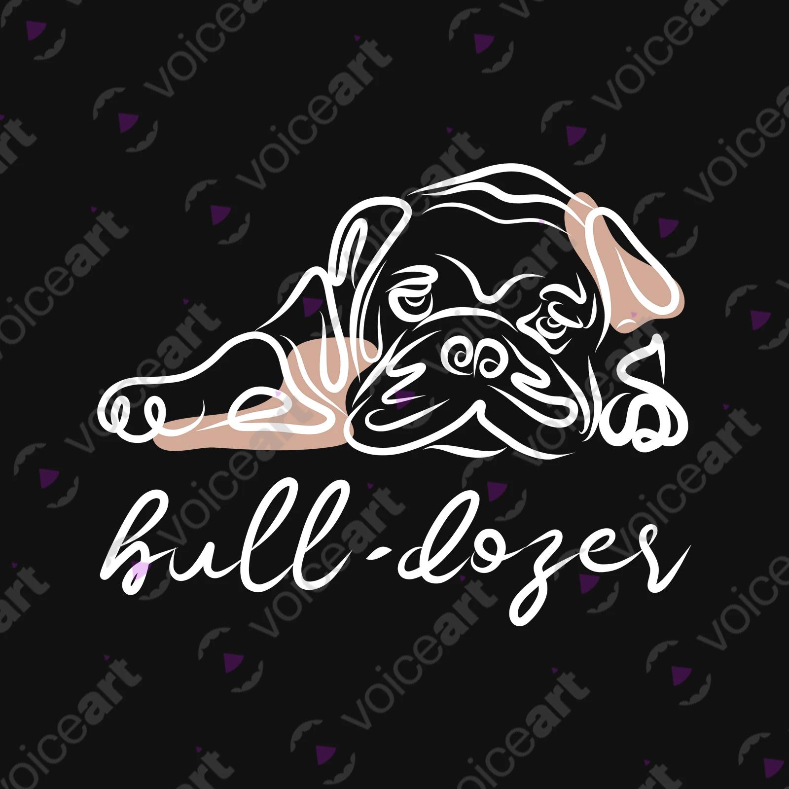 VOICEART Black Watermark Sleepy Bulldog Funny Animals Shirt Premium Graphic Design Bulldozer Wordplay Tee Pet Owners