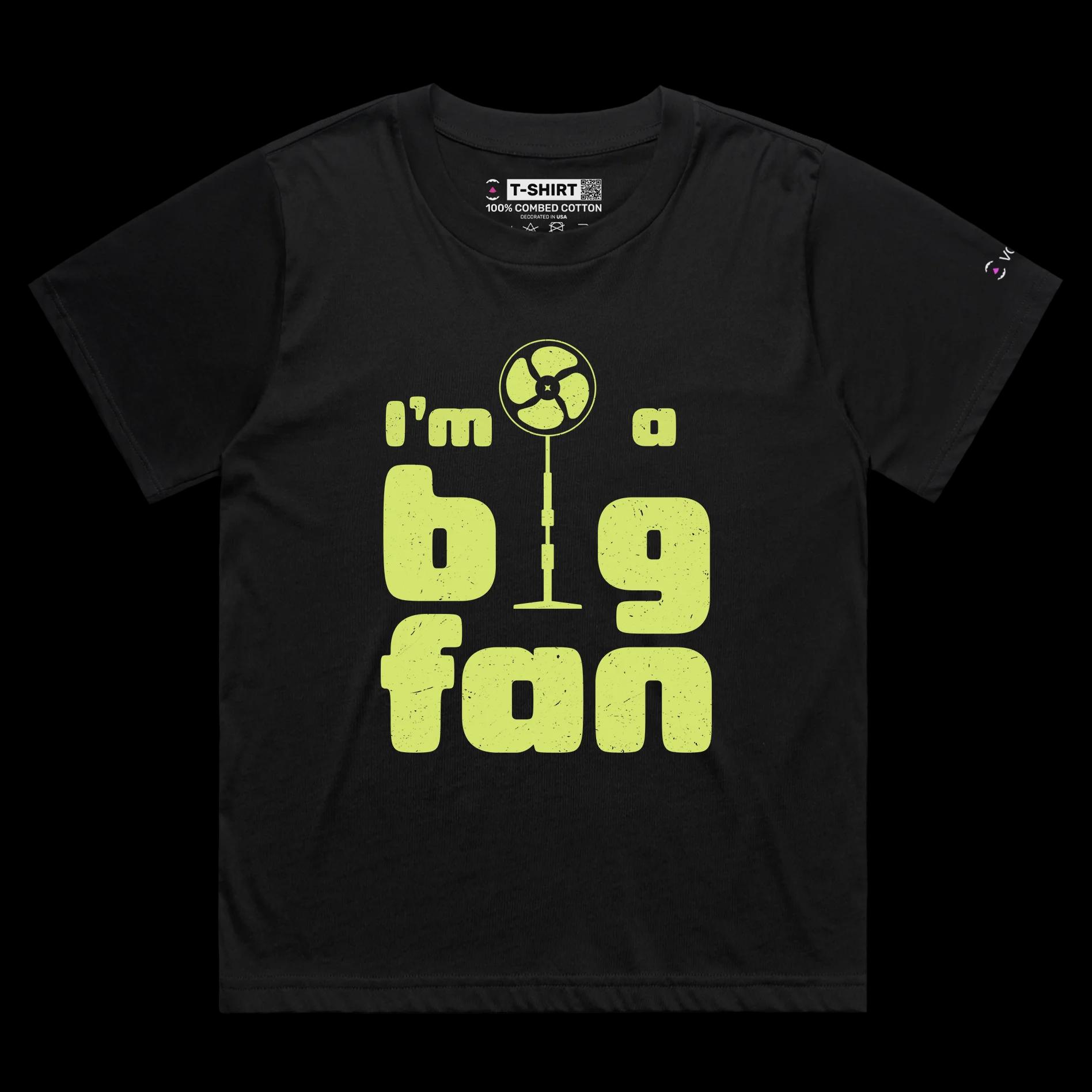 VOICEART Black Female Loose The Big Fan Funny Shirt Premium Quality Design Cooling Accessories Tee with Clever Wordplay
