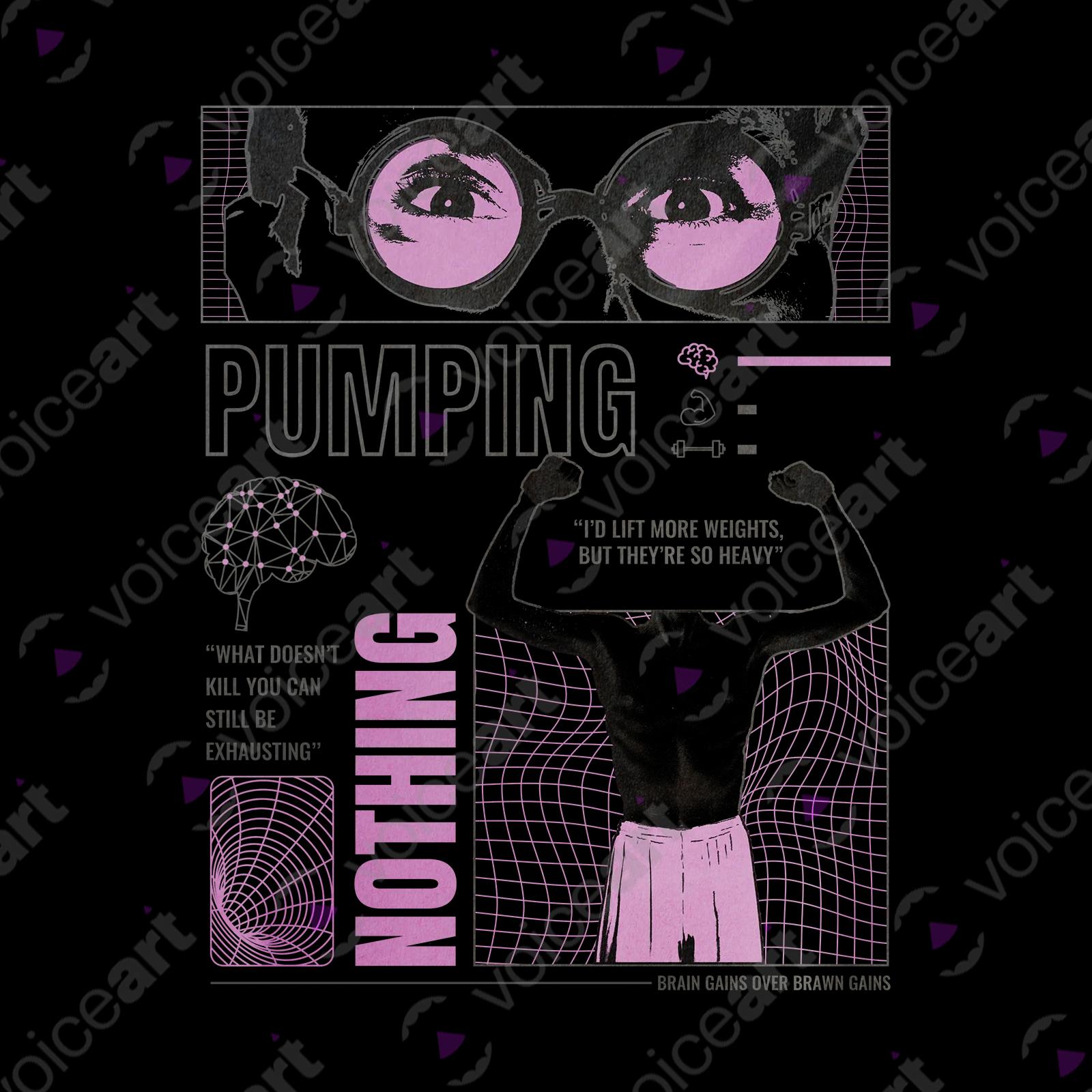 VOICEART White Watermark Pumping Muscles Motivational Shirt Premium Graphic Health and Fitness Wordplay Tee for Workout