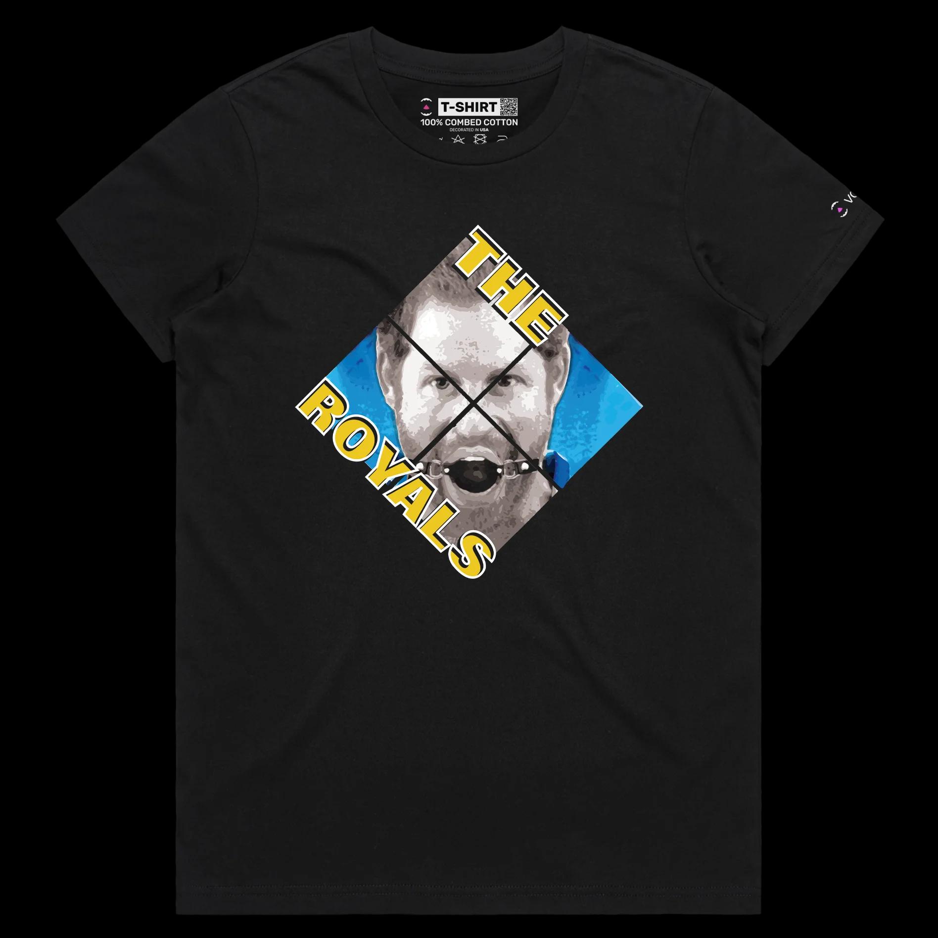 VOICEART Black Female Regular Mouth Gag for the Royal Family Funny T-Shirt Premium Quality Graphic Design Clever Royalty