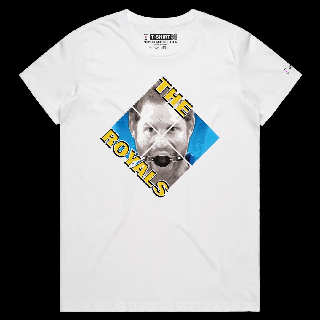 VOICEART White Female Regular Mouth Gag for the Royal Family Funny T-Shirt Premium Quality Graphic Design Clever Royalty
