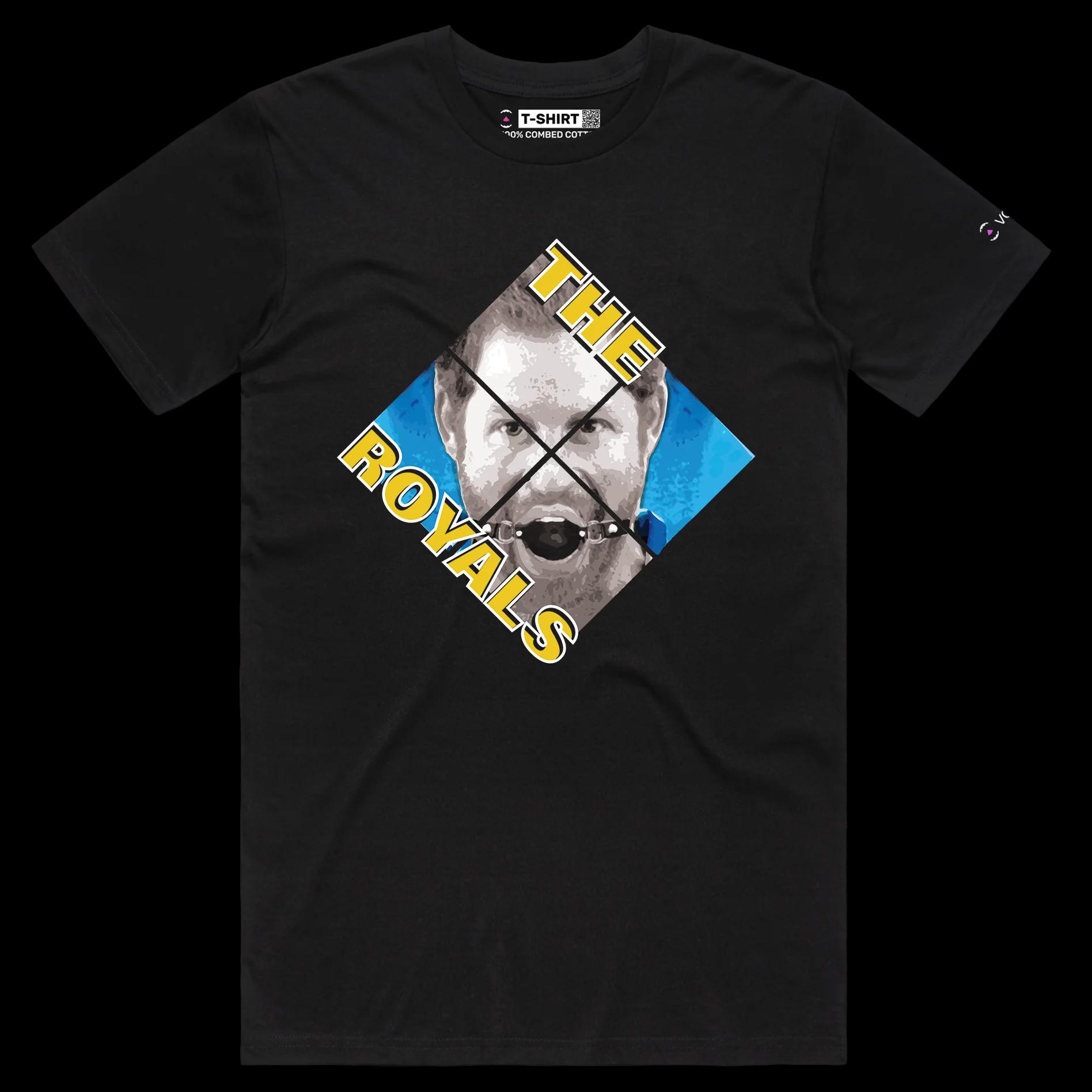 VOICEART Black Male Regular Mouth Gag for the Royal Family Funny T-Shirt Premium Quality Graphic Design Clever Royalty